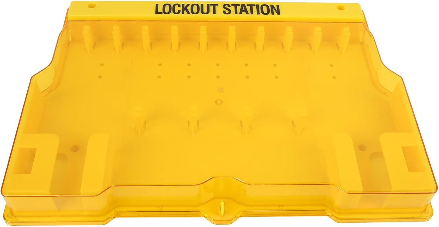 Lockout Tagout Station with Cover, Holds 10 Padlocks & 4 Hasp Locks - Visual Management Board for Lockout Tagout