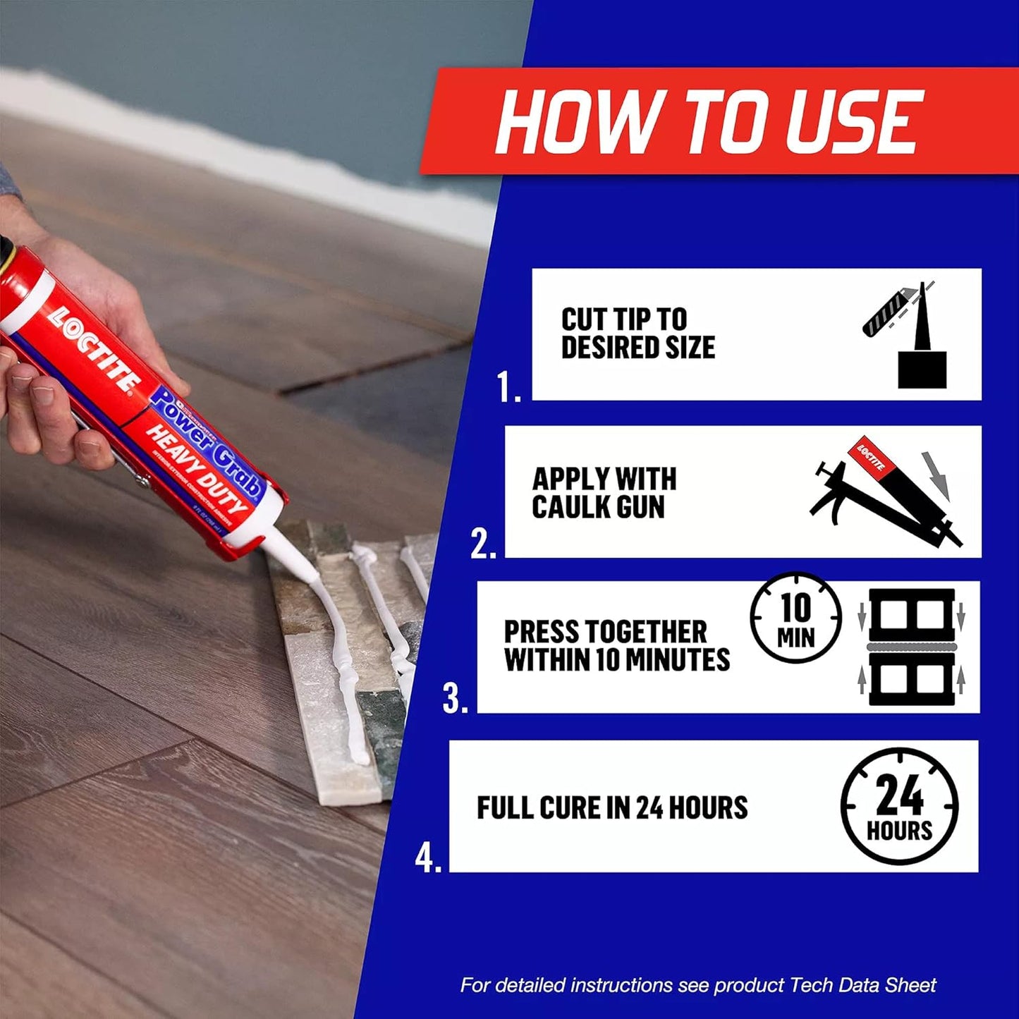 Loctite Power Grab Express Heavy Duty Construction Adhesive - Versatile Glue for Wood, Wall, Tile, Foam Board - 9 fl oz - 1 Pack
