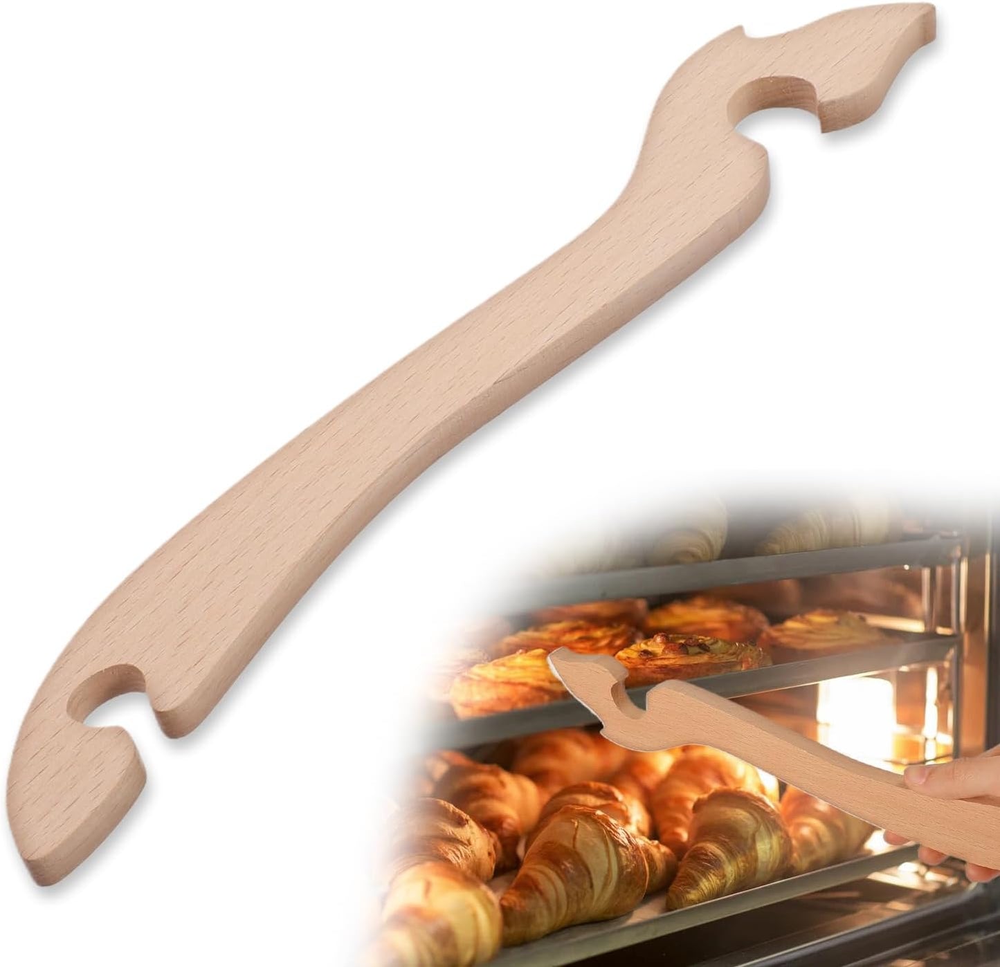 Long Handle Wooden Oven Rack Puller Tool for Baking Kitchen Air Fryer Gadgets - 11 inches