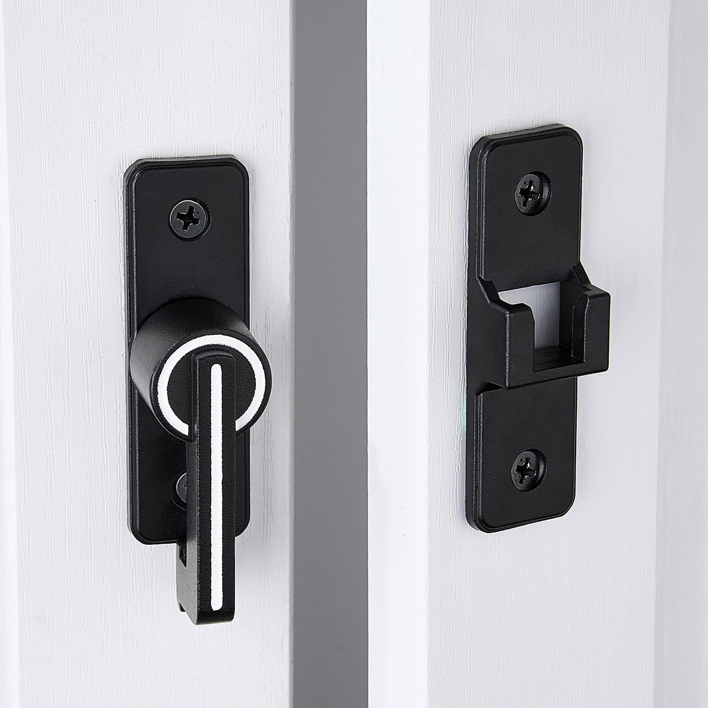 Luminous Black Sliding Barn Door Latch Lock for Cabinets, Bathrooms, Garden Windows, and Garages - Heavy Duty INIRET Barn Door Security Lock