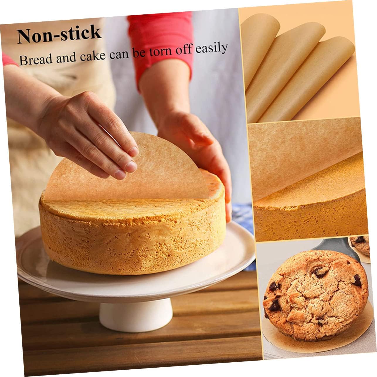 Luxshiny Greaseproof Parchment Cake Base Paper 23CM for Baking, Thickened Mat for Cakes, Muffins, Pastries, and Grilling - Unbleached