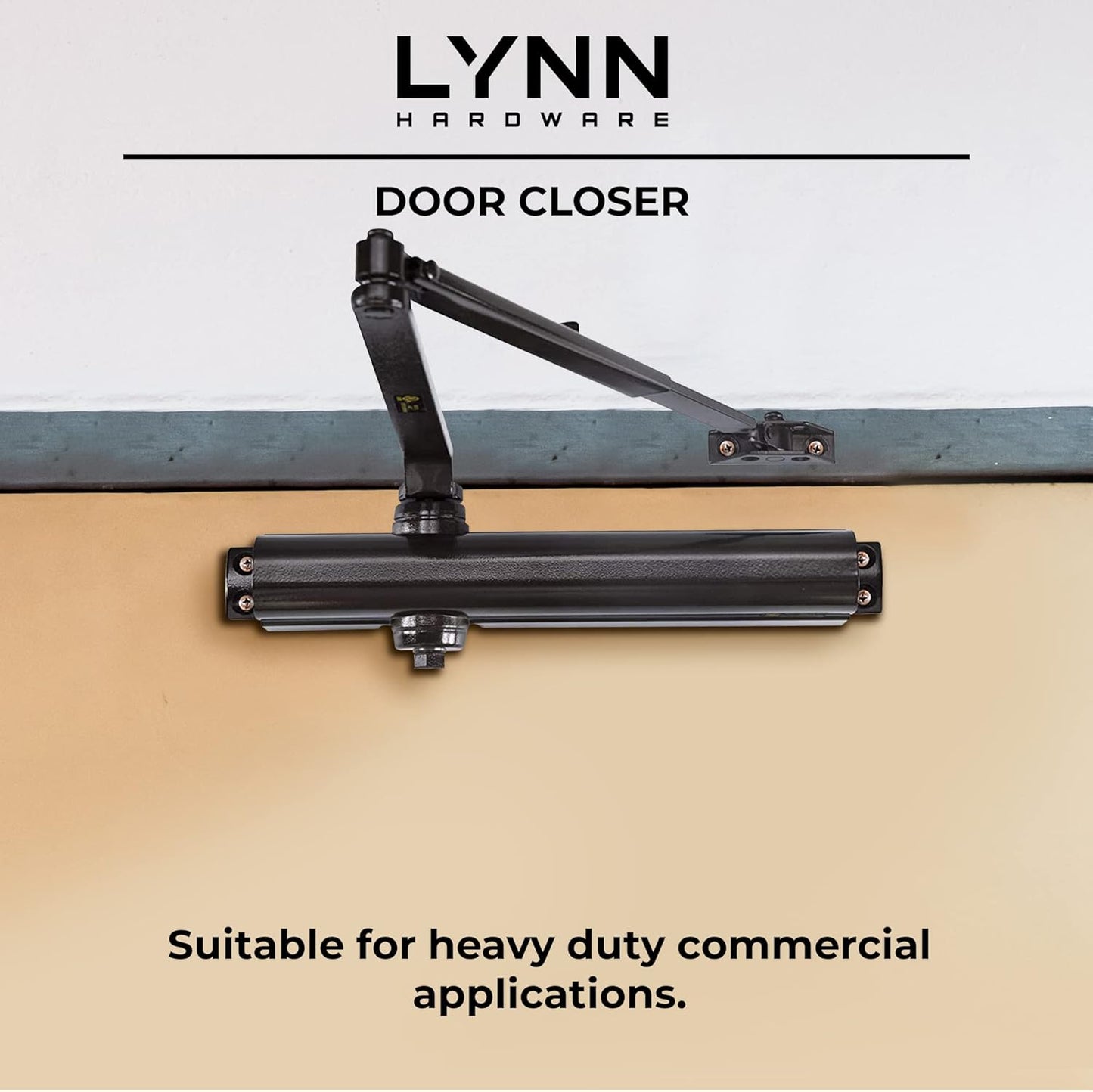 LYNN HARDWARE DC8016 Heavy Duty Commercial Door Closer, Surface-Mounted Auto Closer for Heavy Traffic Areas, Dark Bronze Finish, Size 1-6