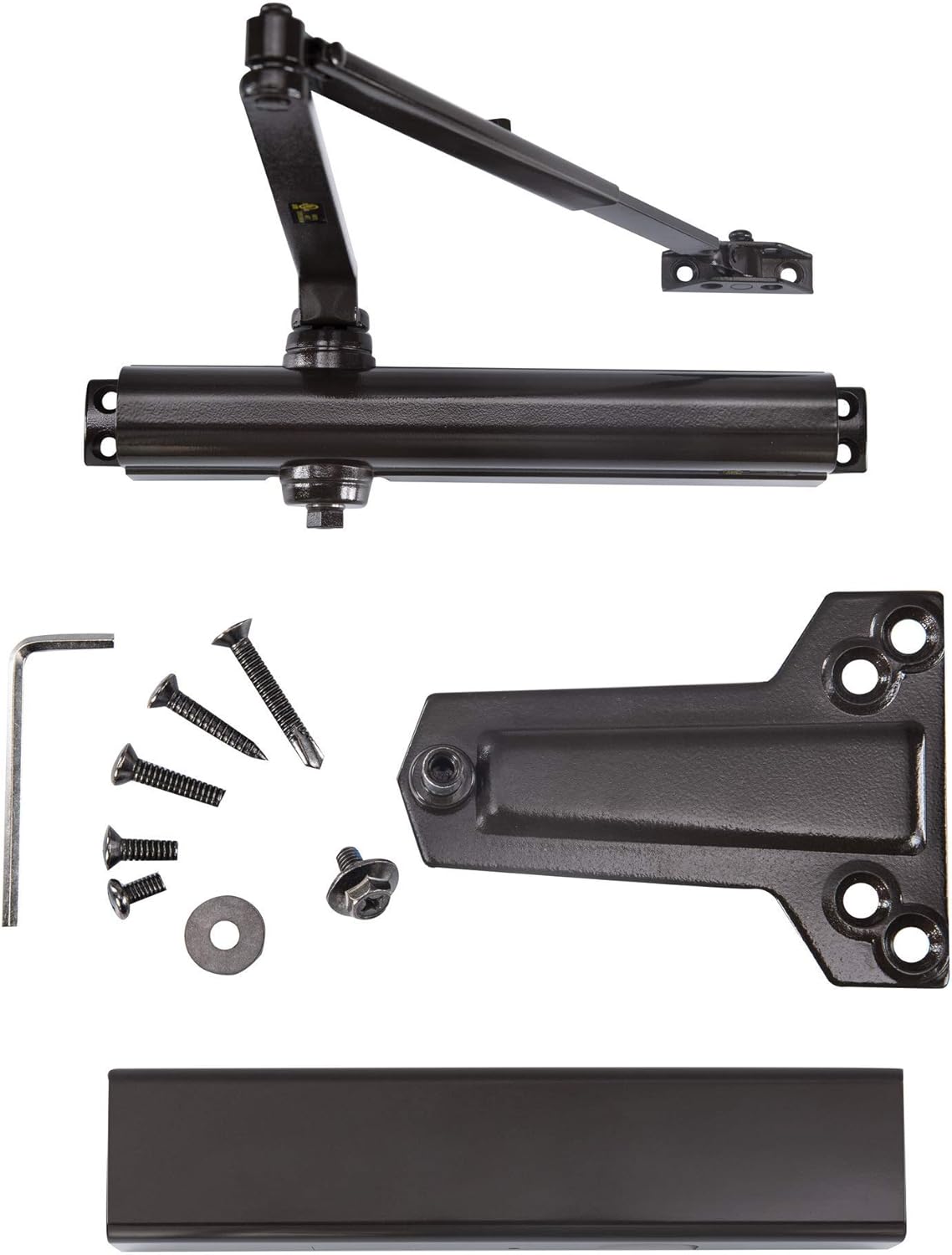 LYNN HARDWARE DC8016 Heavy Duty Commercial Door Closer, Surface-Mounted Auto Closer for Heavy Traffic Areas, Dark Bronze Finish, Size 1-6