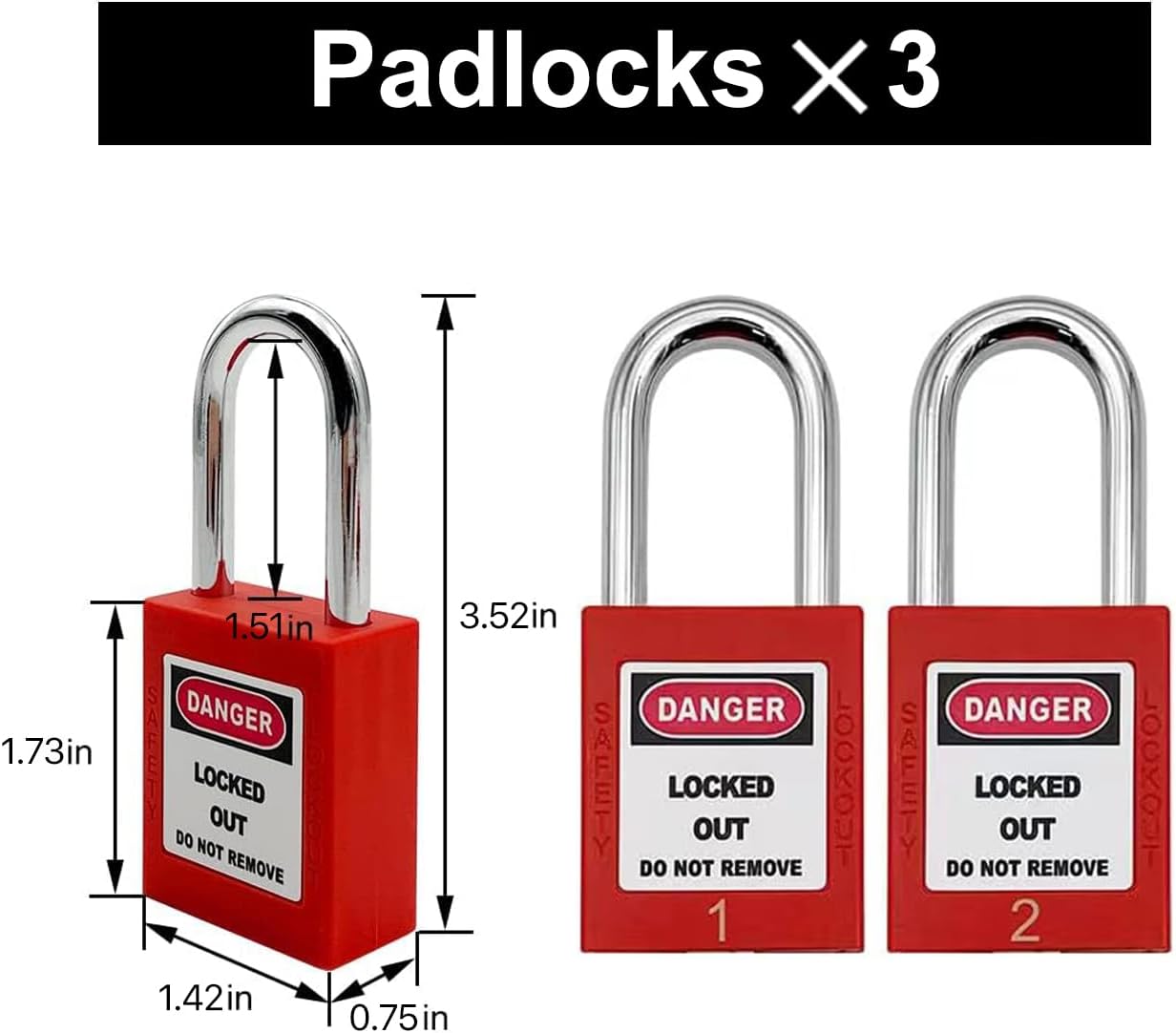 MACCANN&ESSIN Electrical Lockout Tagout Kit with Group Lock Out Boxes, Hasps, Tags, Padlocks, and Nylon Ties in Red Bag