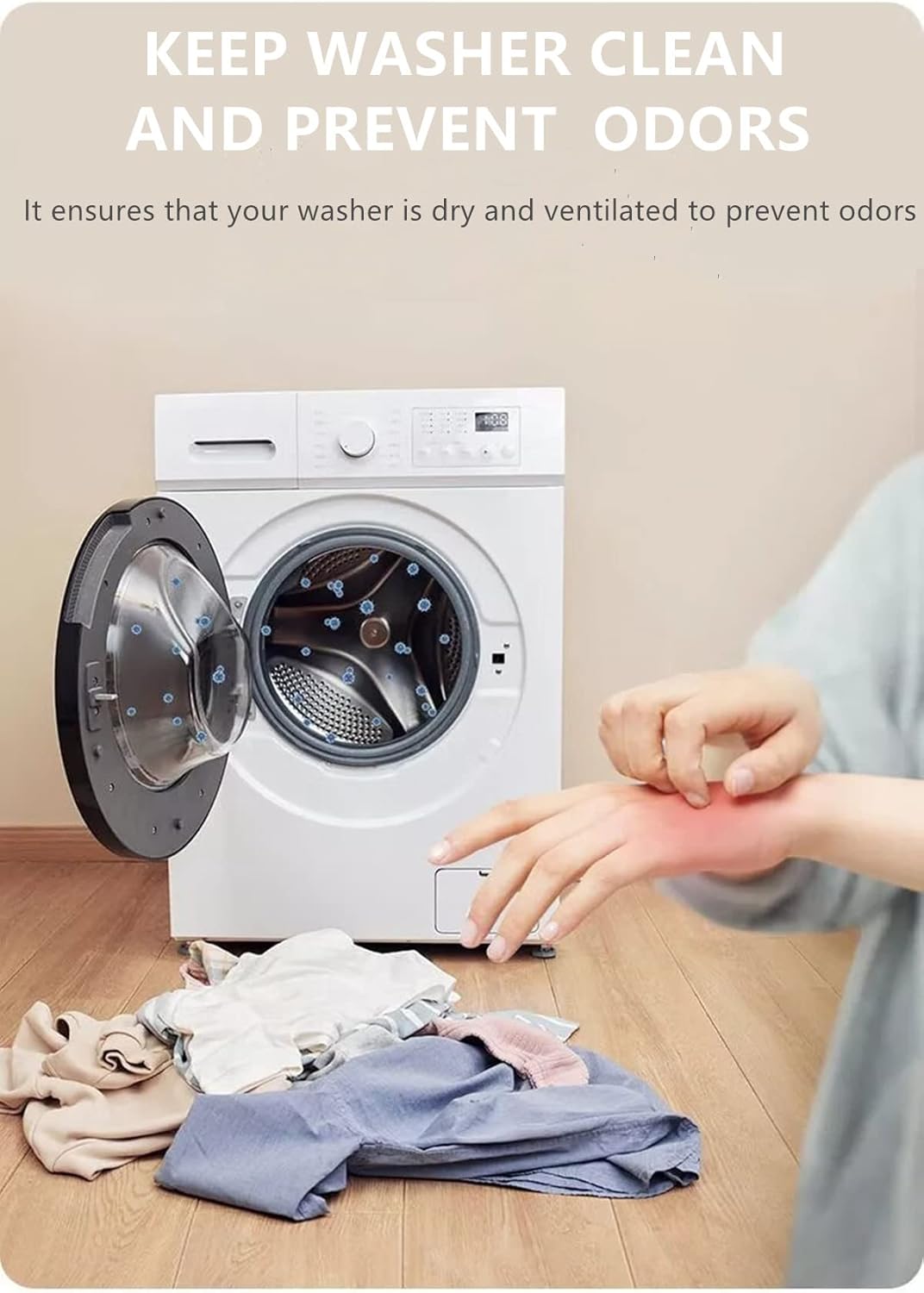 Magnetic Front Load Washer Door Holder - Keep Washing Machine Door Open with Flexible Prop - Fits Most Models