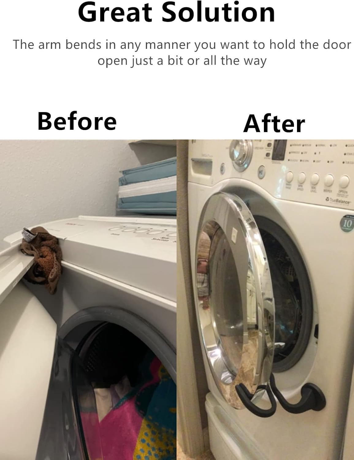 Magnetic Front Load Washer Door Holder - Keep Washing Machine Door Open with Flexible Prop - Fits Most Models