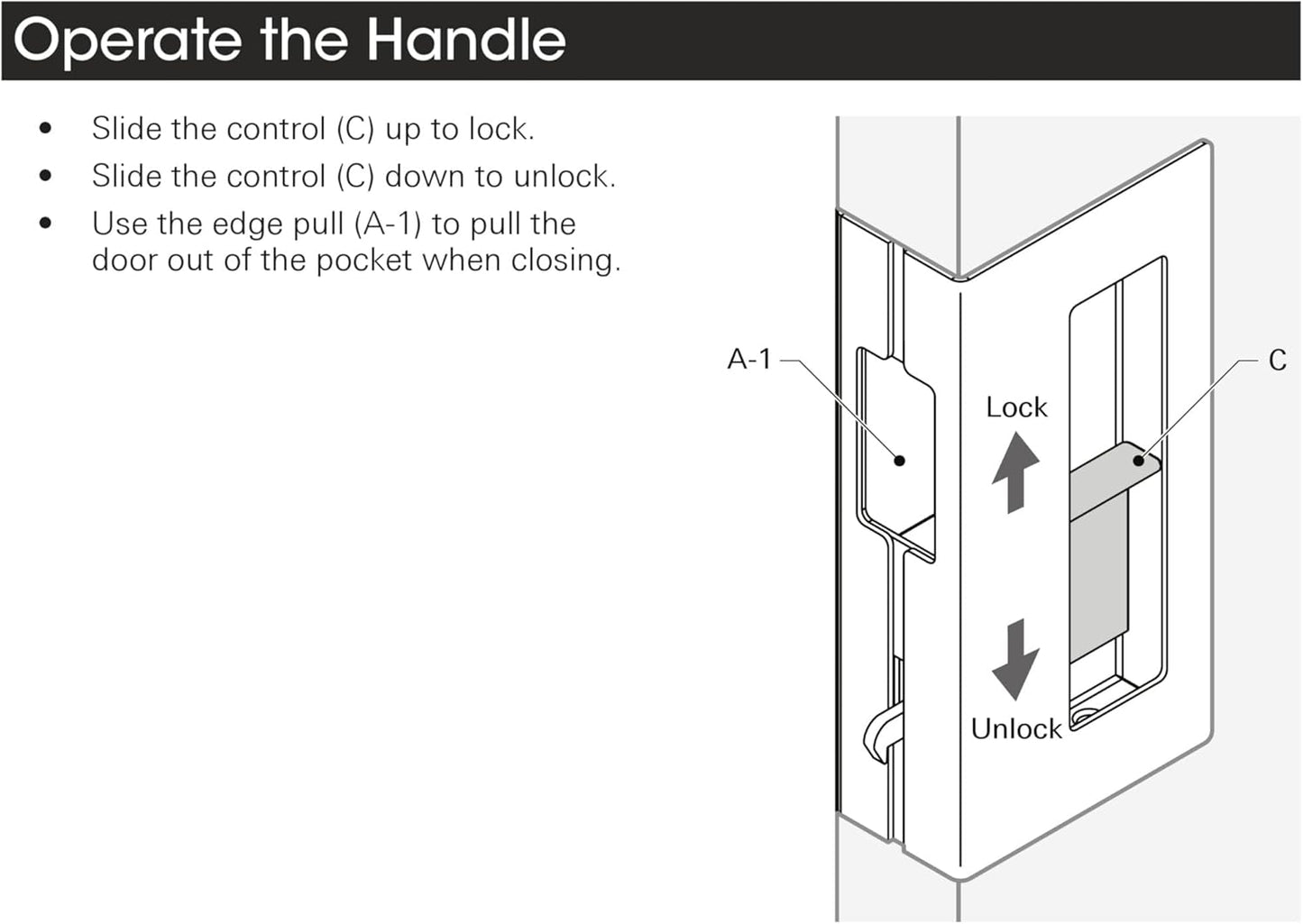 Matt Black Wooden Sliding Door Handle with Privacy Pocket Door Lock and Pull - Ideal for 1-3/8" Thickness Doors - Replaces Old or Damaged Hardware - WildKart