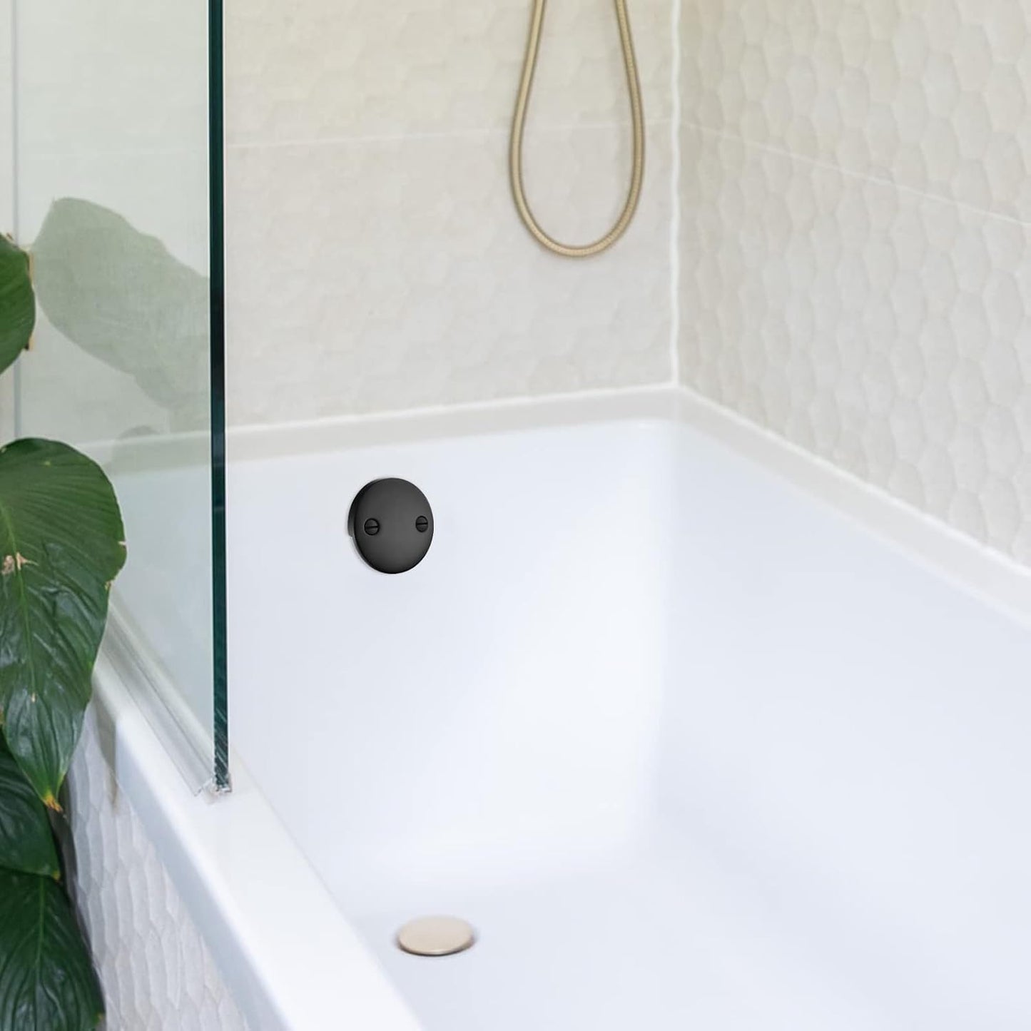 Matte Black 2 Hole Bathtub Overflow Plate - 3-3/16 Inches Diameter