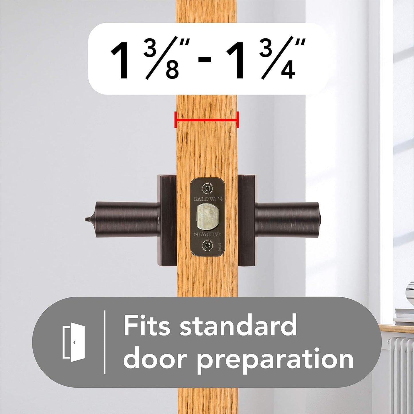 Matte Black Baldwin Spyglass Interior Privacy Door Handle with Reversible Lever - Keyless Door Lock with Microban Protection for Bedroom or Bathroom - WildKart