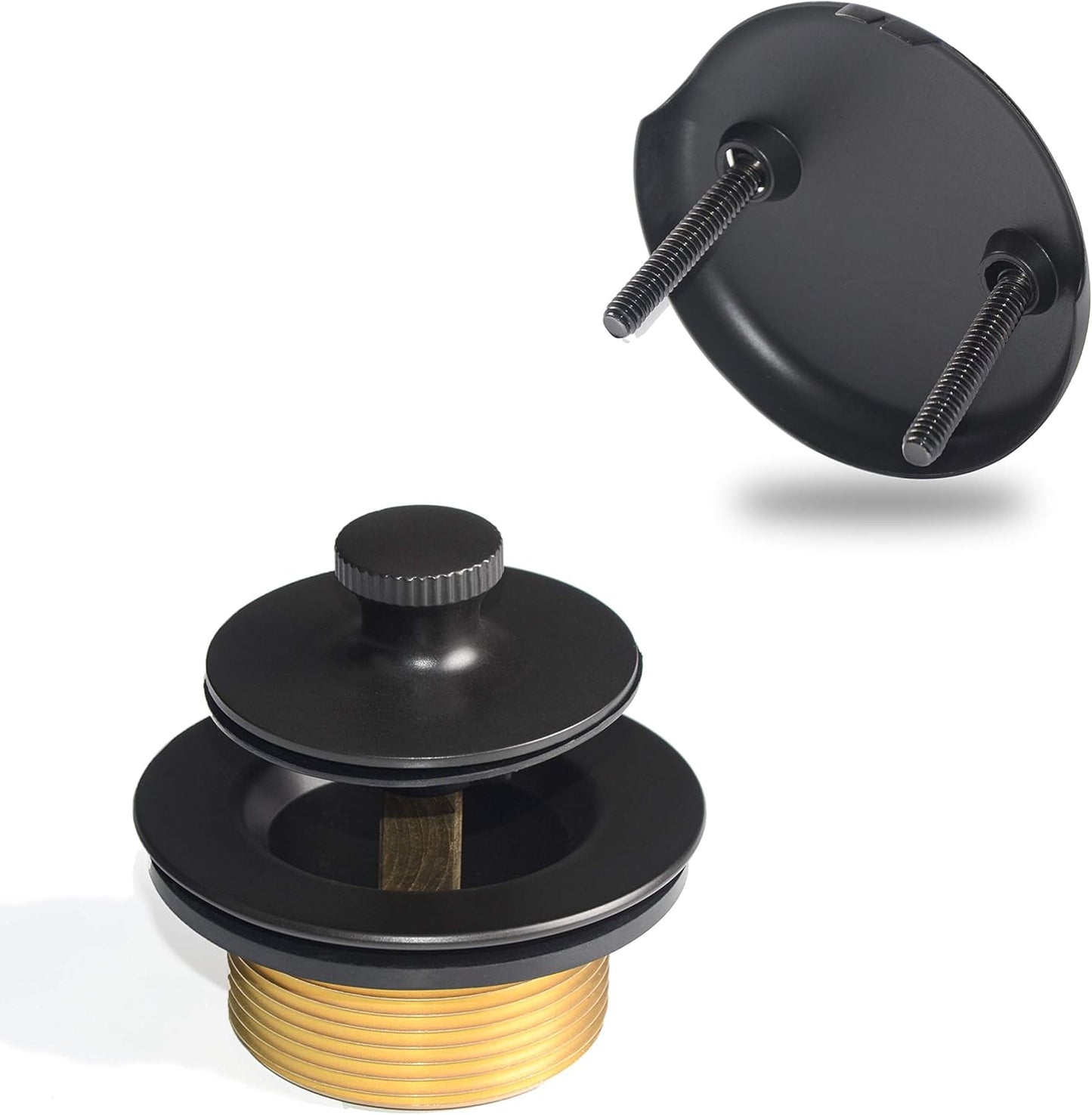 Matte Black Bathtub Drain Conversion Kit - Lift and Turn Tub Drain Assembly, Easy Brass Construction Installation