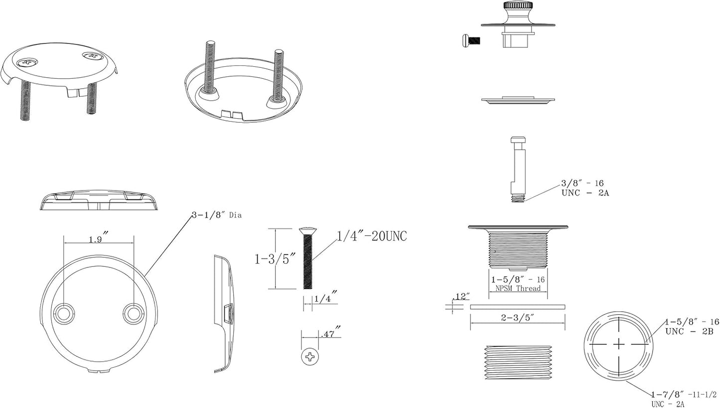 Matte Black Bathtub Drain Conversion Kit - Lift and Turn Tub Drain Assembly, Easy Brass Construction Installation