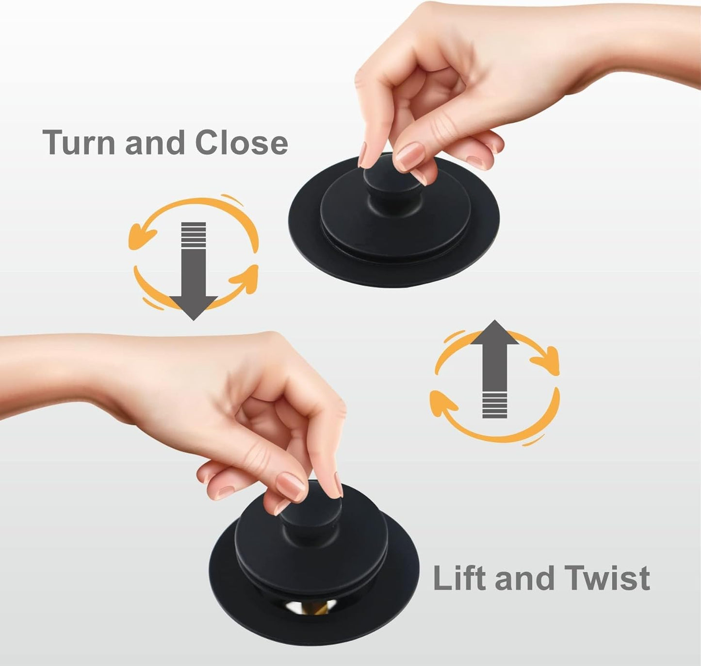 Matte Black Bathtub Drain Conversion Kit with Lift and Turn Trim - Universal Thread