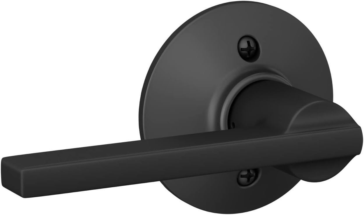 Matte Black Schlage F10 V LAT 622 Latitude Hall & Closet Passage Door Lever - WildKart
