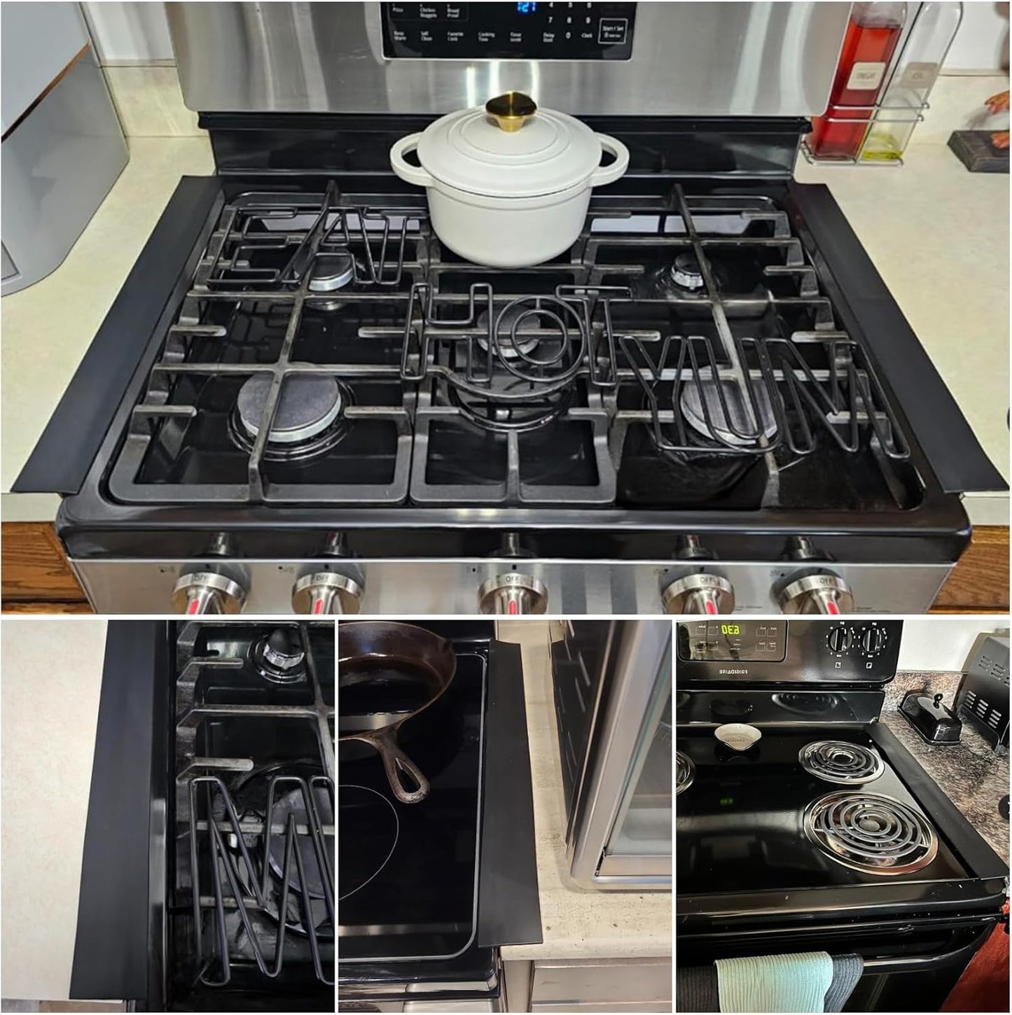 Matte Black Silicone Stove Counter Gap Filler - 21" Heat Resistant Kitchen Stove Counter Cover - Easy to Clean