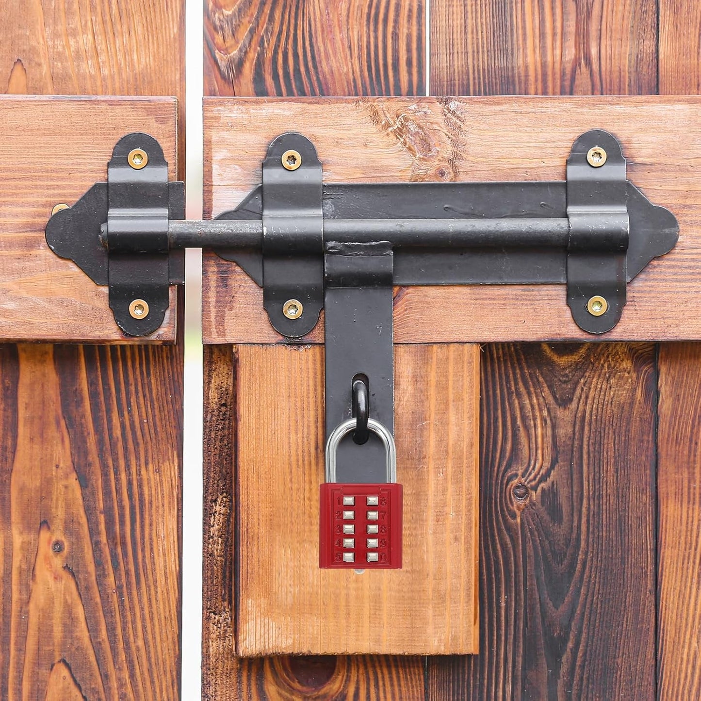 MECCANIXITY 10-Digit Push Button Padlock with 5-Position Locking Mechanism - Red, Pack of 2