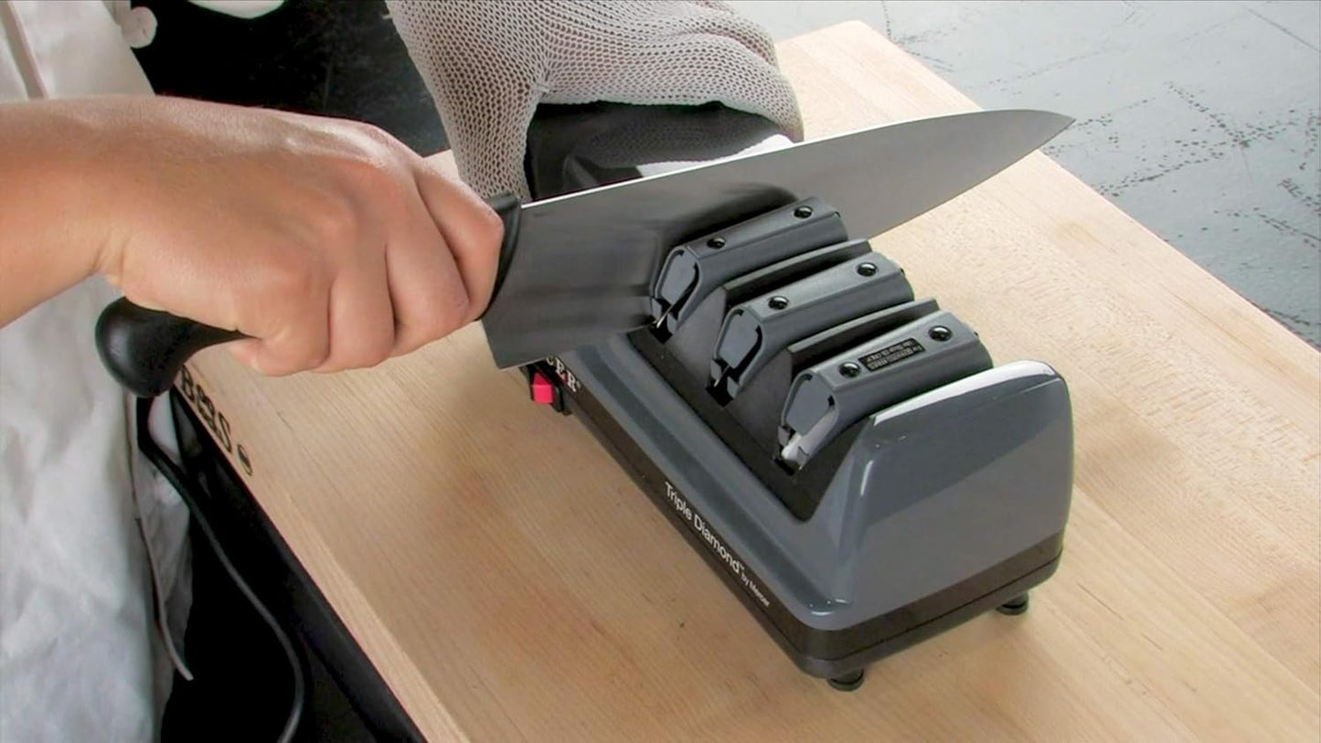 Mercer Culinary Electric Knife Sharpener with Triple Diamond 3-Stage Sharpening System