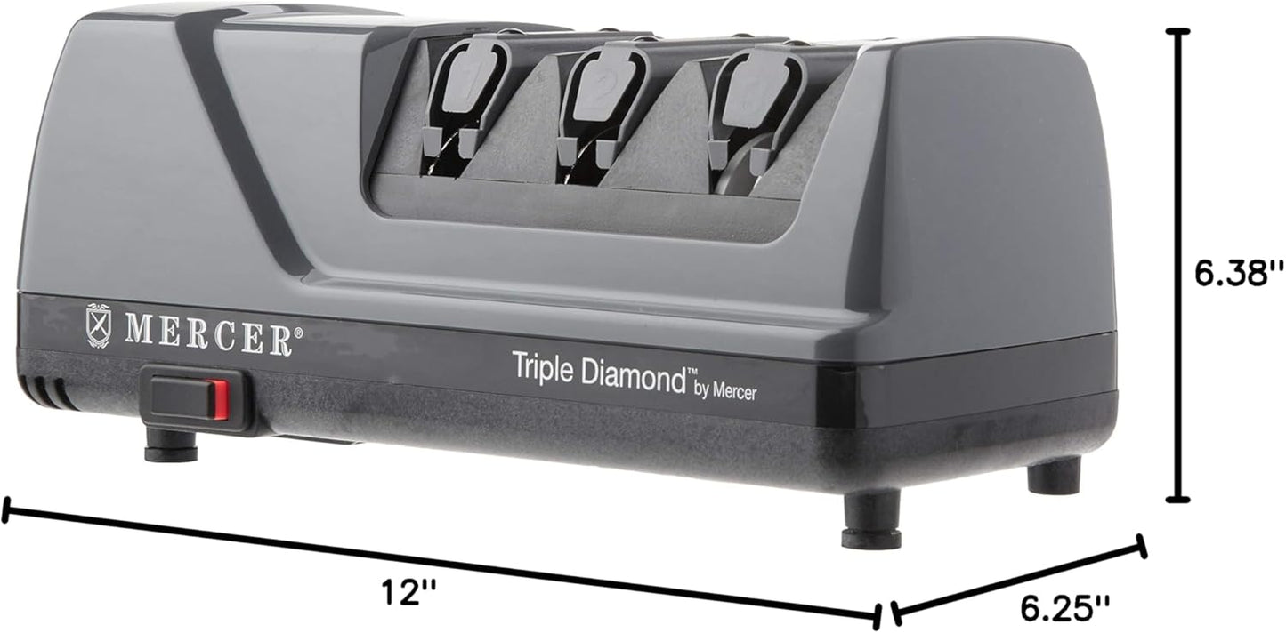 Mercer Culinary Electric Knife Sharpener with Triple Diamond 3-Stage Sharpening System