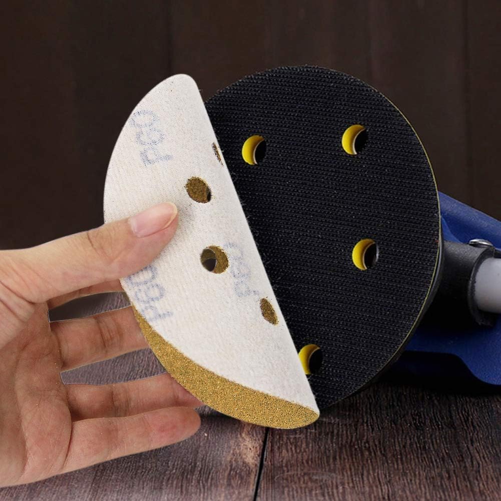 Mestool 58-AP Gold 5-Inch 8-Hole 60 Grit Dustless Hook&Loop Sandpaper 100-pack