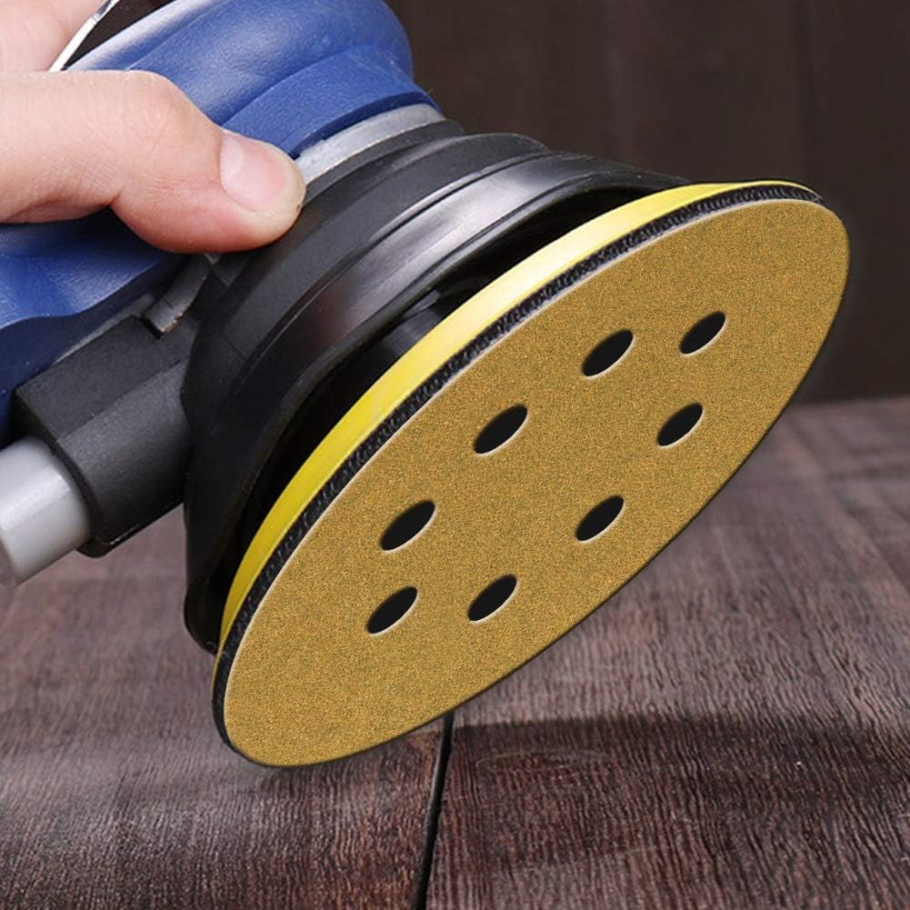 Mestool 58-AP Gold 5-Inch 8-Hole 60 Grit Dustless Hook&Loop Sandpaper 100-pack