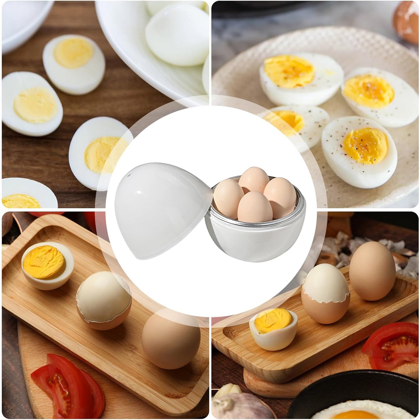 Microwave Egg Cooker - Cook Hard and Soft Boiled Eggs in Under 10 Minutes - Cooking Accessories for Quick Egg Boiling - Fits 4 Eggs