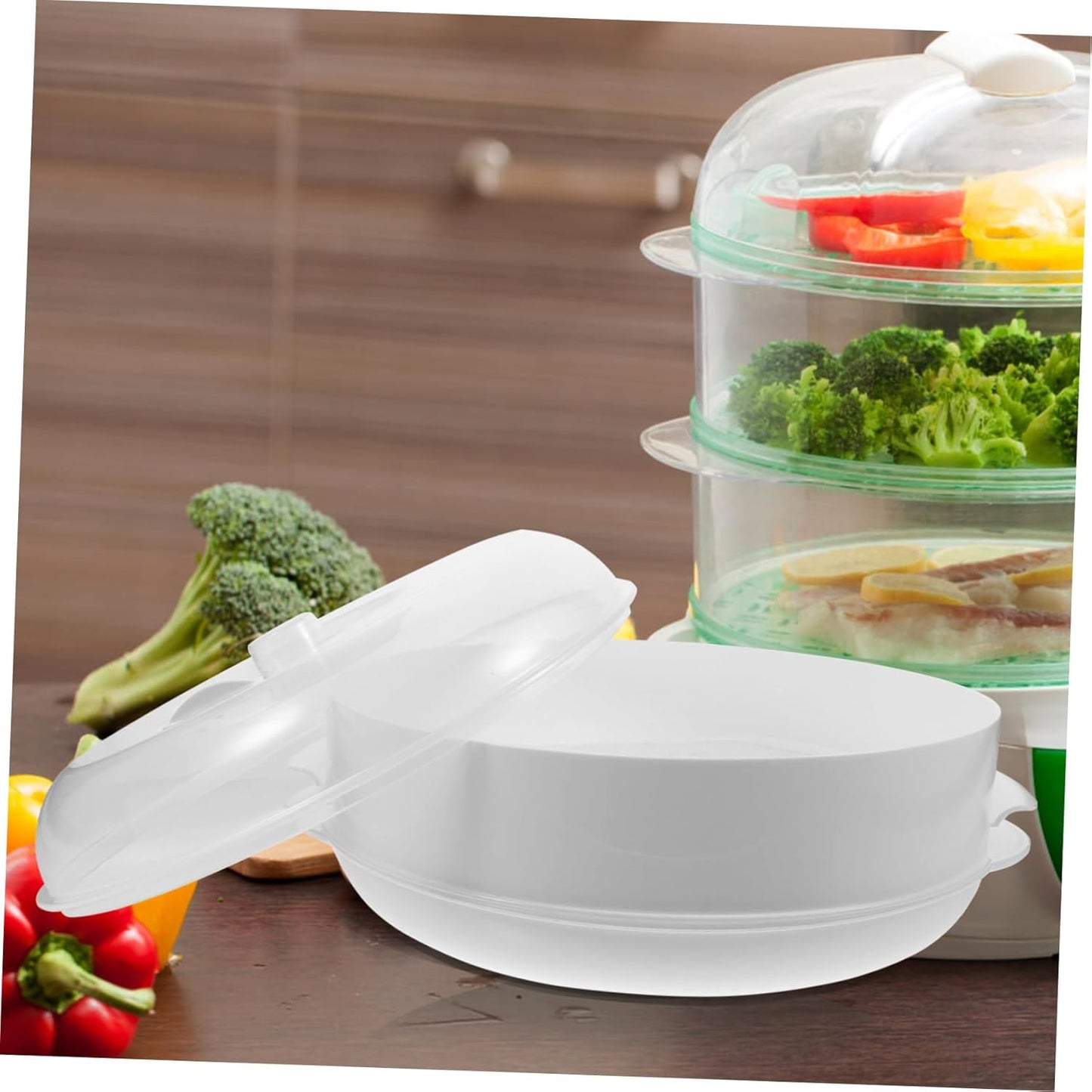 Microwave Steamer with Lid Vent for Even Heating - Ideal for Cooking Food and Vegetables in Household Kitchen