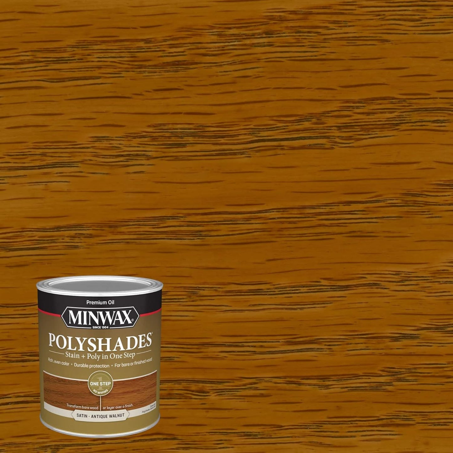Minwax 61340 Antique Walnut PolyShades Wood Stain and Polyurethane in Satin Finish - 1 Quart Size