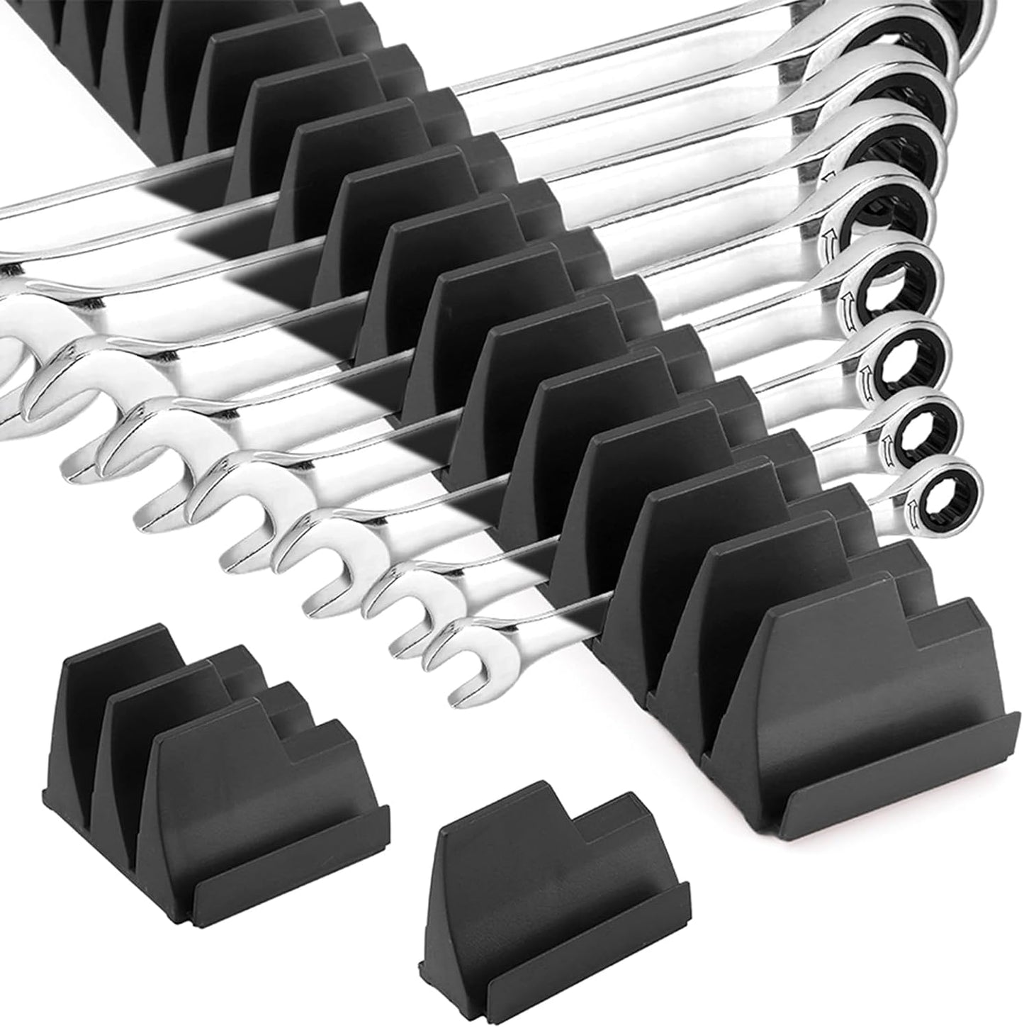 Modular Magnetic Wrench Organizer for Tool Box - Holds 20 Wrenches - Tool Storage Rack