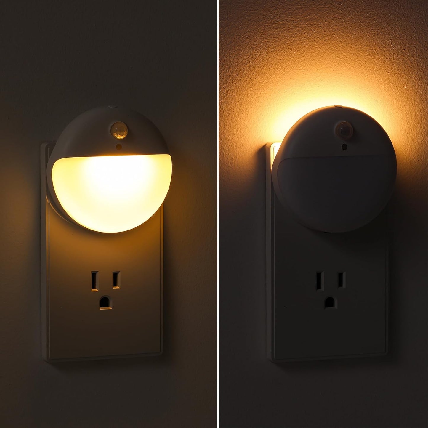 Motion Sensor Night Light 2 Pack with Stepless Dimming - Warm White LED Nightlight for Bathroom, Bedroom, Kitchen - Dusk to Dawn Sensor - Perfect Gifts for Kids, Adults