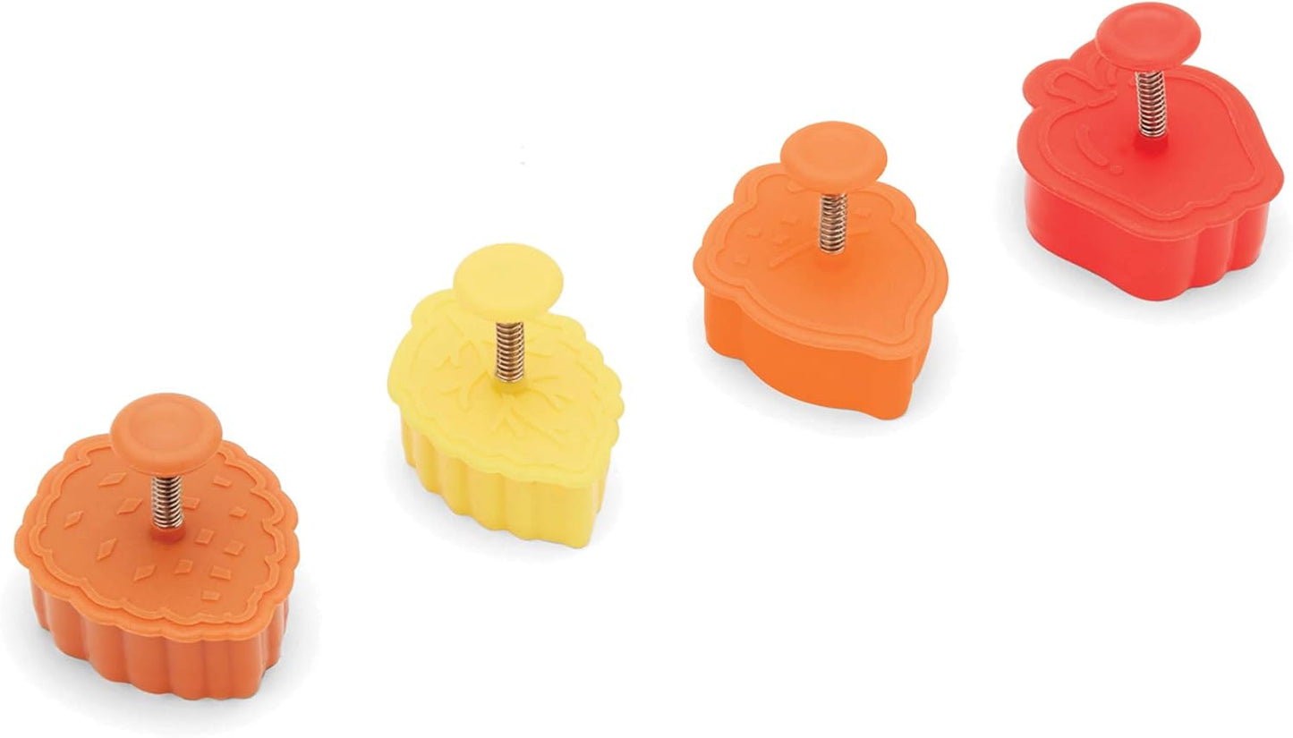 Multicolor 2" Autumn Leaves Pastry, Cookie, Pie, and Fondant Stampers/Cutters Set by Fox Run Harvest - 4 Pieces