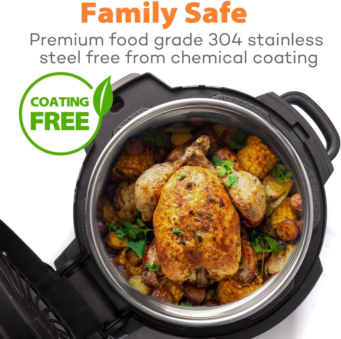 Ninja Foodi 8 Quart Compatible Sicheer Stainless Steel Inner Pot Replacement Insert Liner - Accessory