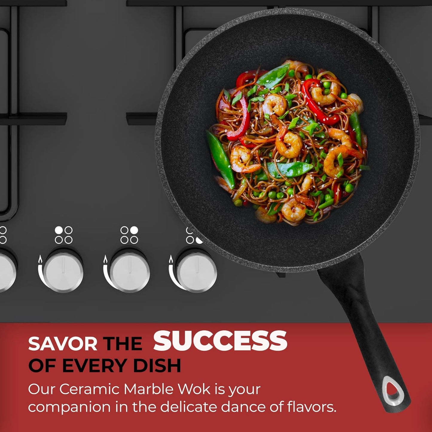 Nonstick Ceramic Wok and Frying Pan Set - Premium 9-Layered Cookware for Saute and Stir-Fry - Induction Ready 8-Inch