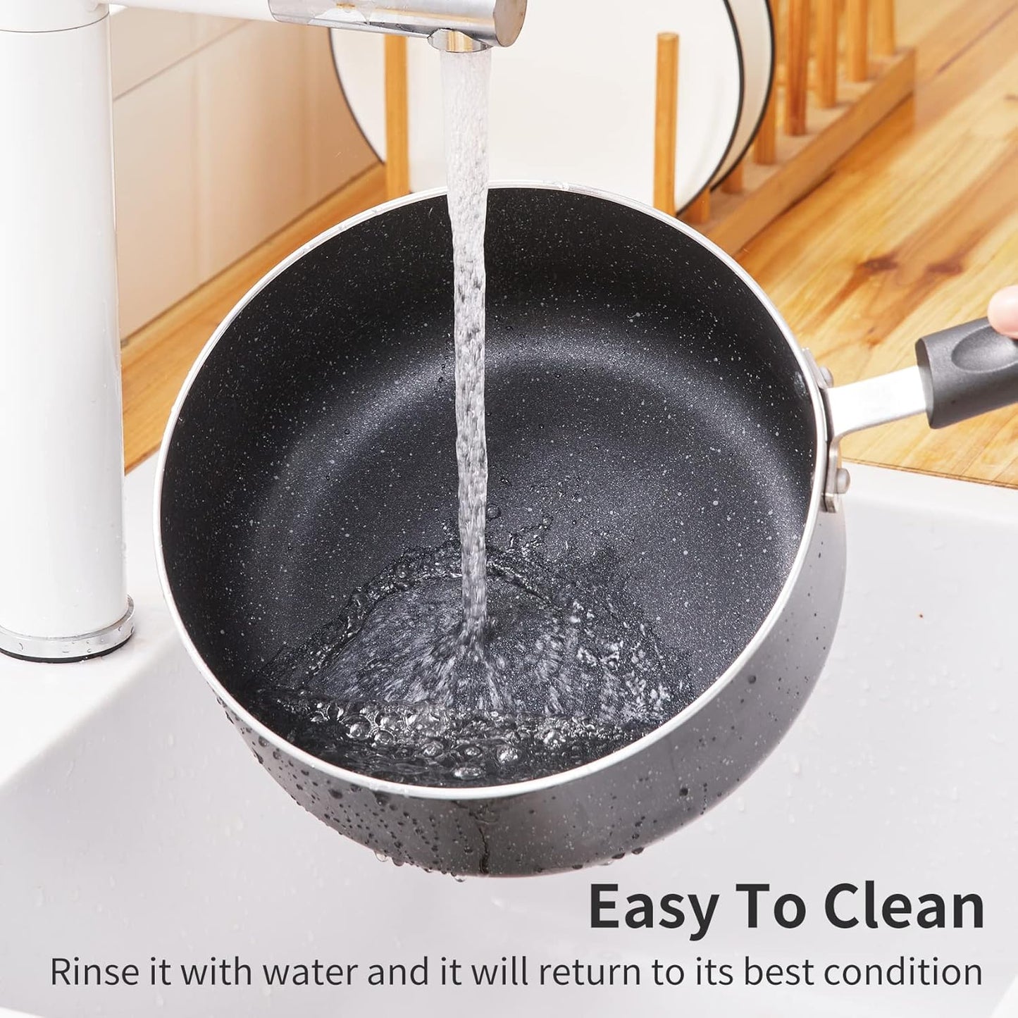 Nonstick Saucepan Set with Glass Lid - 2Qt and 3Qt Non Stick Small Pot for Home Kitchen