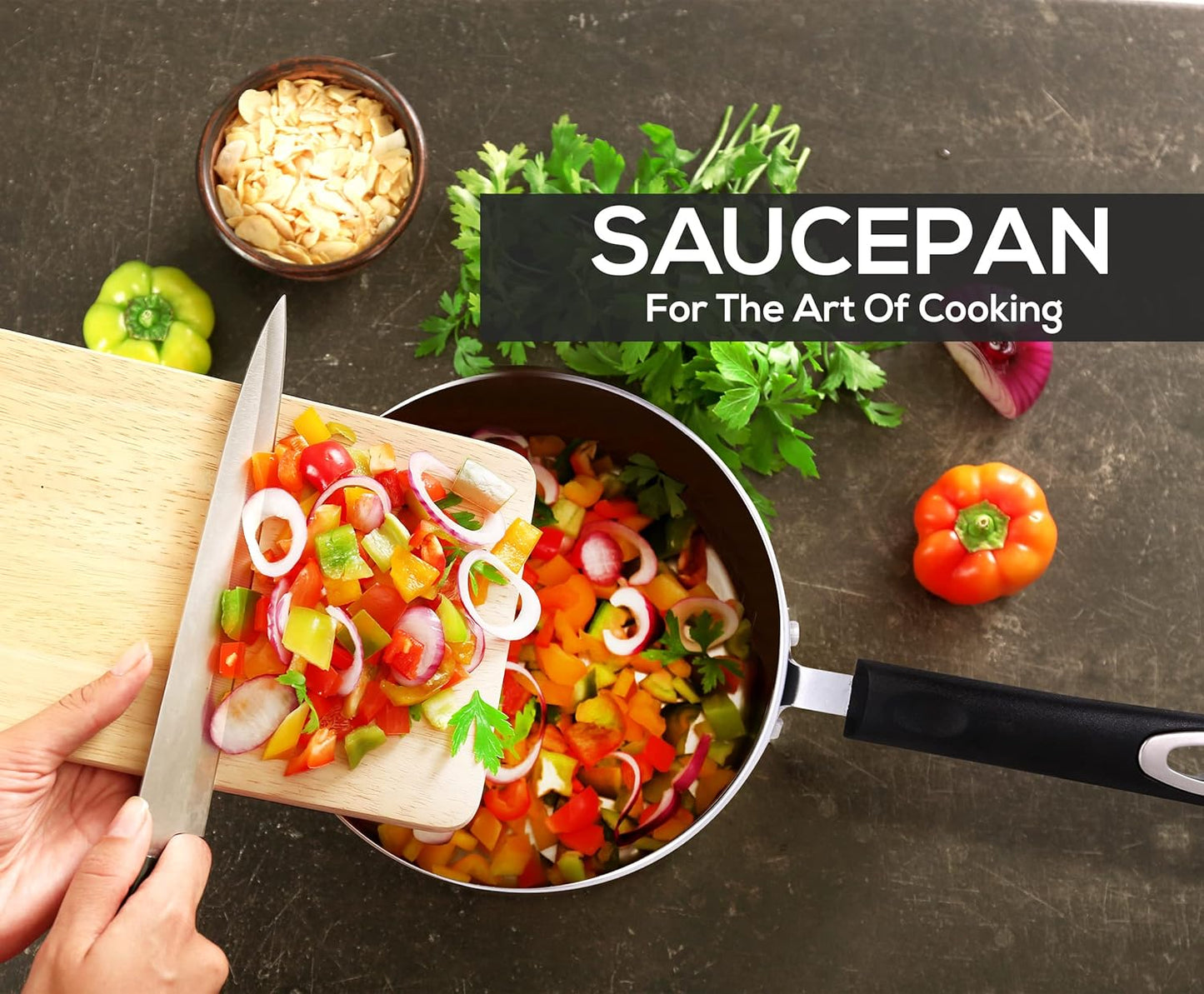 Nonstick Saucepan Set with Lids, 1 Quart and 2 Quarts - Ideal for Home or Restaurant Cooking