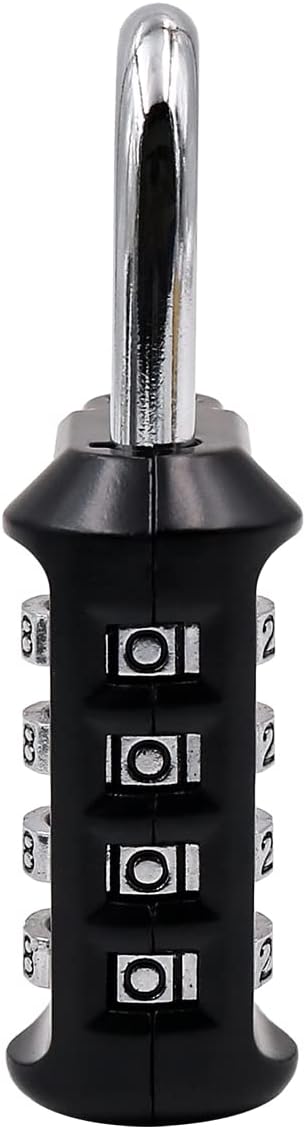 NUZAMAS 2 Pack Heavy Duty 4 Wheels Combination Padlock - Alloy Steel, Weatherproof Keyless Lock for Home, School, Garage Locker - Black