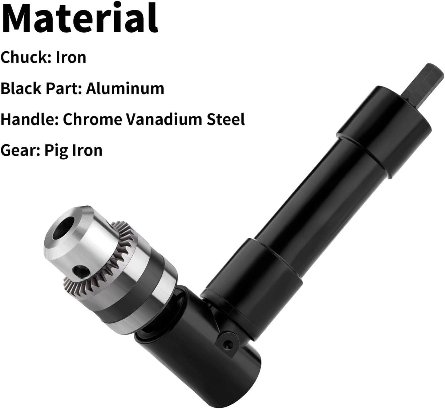 OCGIG Cordless Right Angle Drill Attachment Adapter 90 Degree Chuck Handle 3/8" Keyed Extension - Drilling Tool 1-10mm