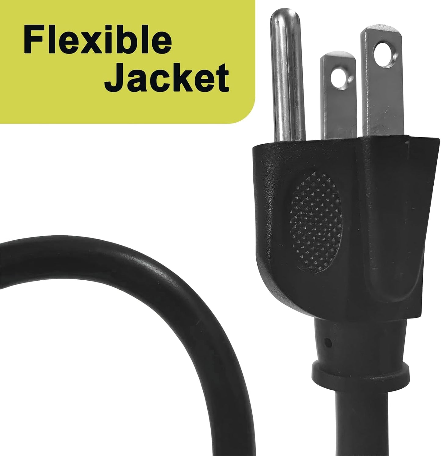 Outdoor Extension Cord 30 Ft - Waterproof 16/3 Electric Cord, 16 Gauge 3 Prong, SJTW, 13A 1625W 125V, Grounded Plug, Black