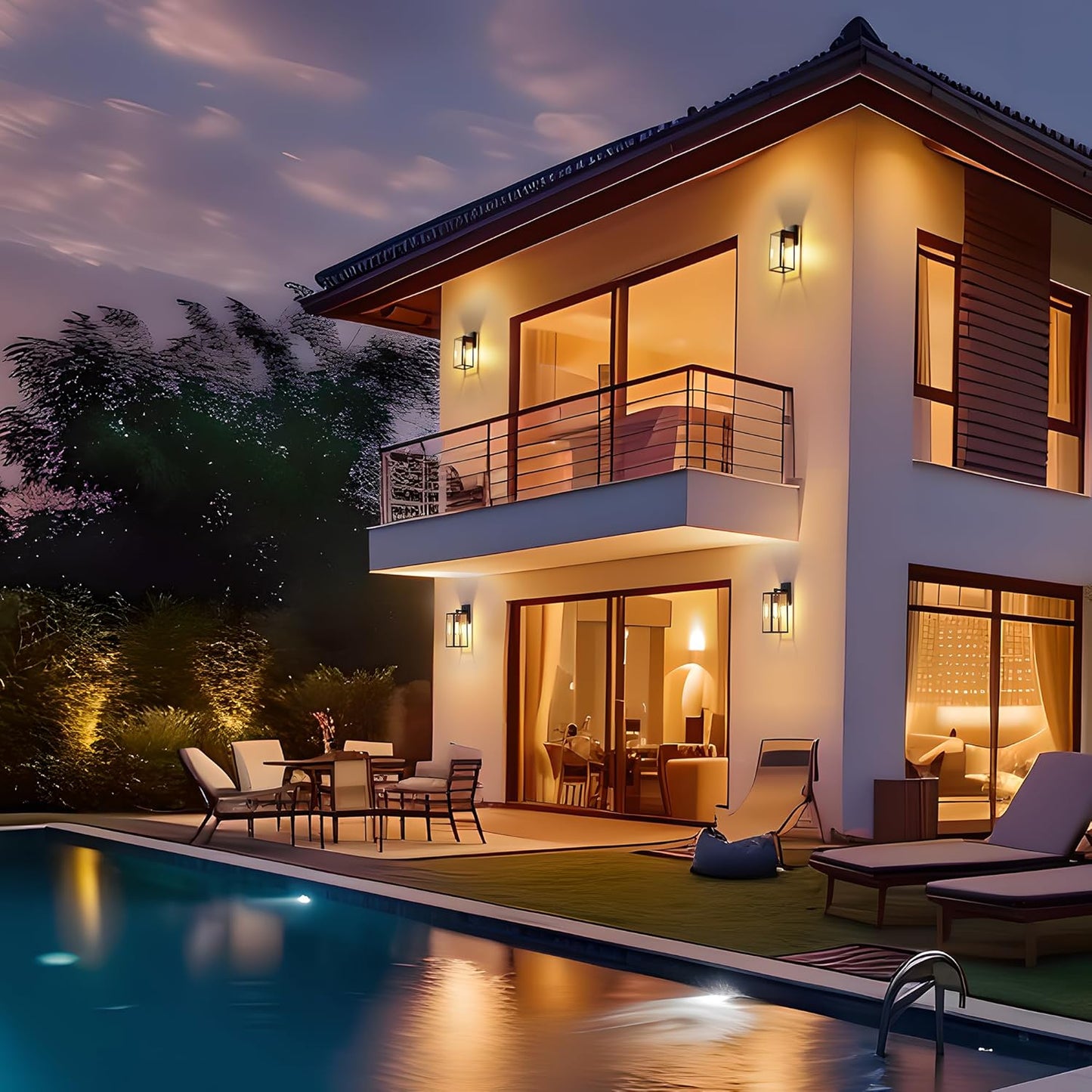 Outdoor Wall Mount Light Fixtures, Waterproof Exterior Sconces with Clear Glass, Black Aluminum, Anti-Rust for Garage, Doorway - 2 Pack