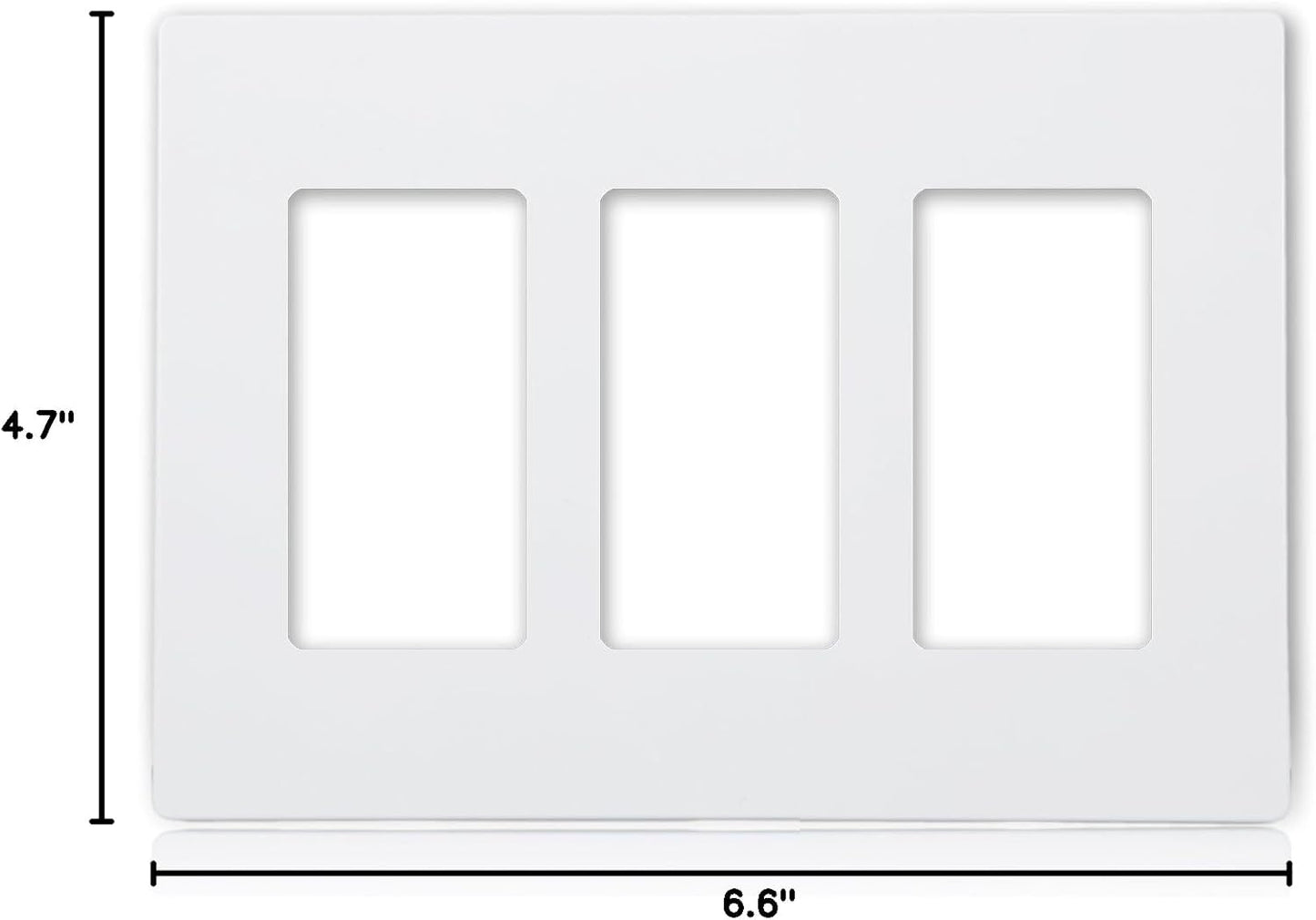 Pack of 10 Maxxima White 3-Gang Decorative Screwless Wall Plates, Standard Size for Triple Outlets