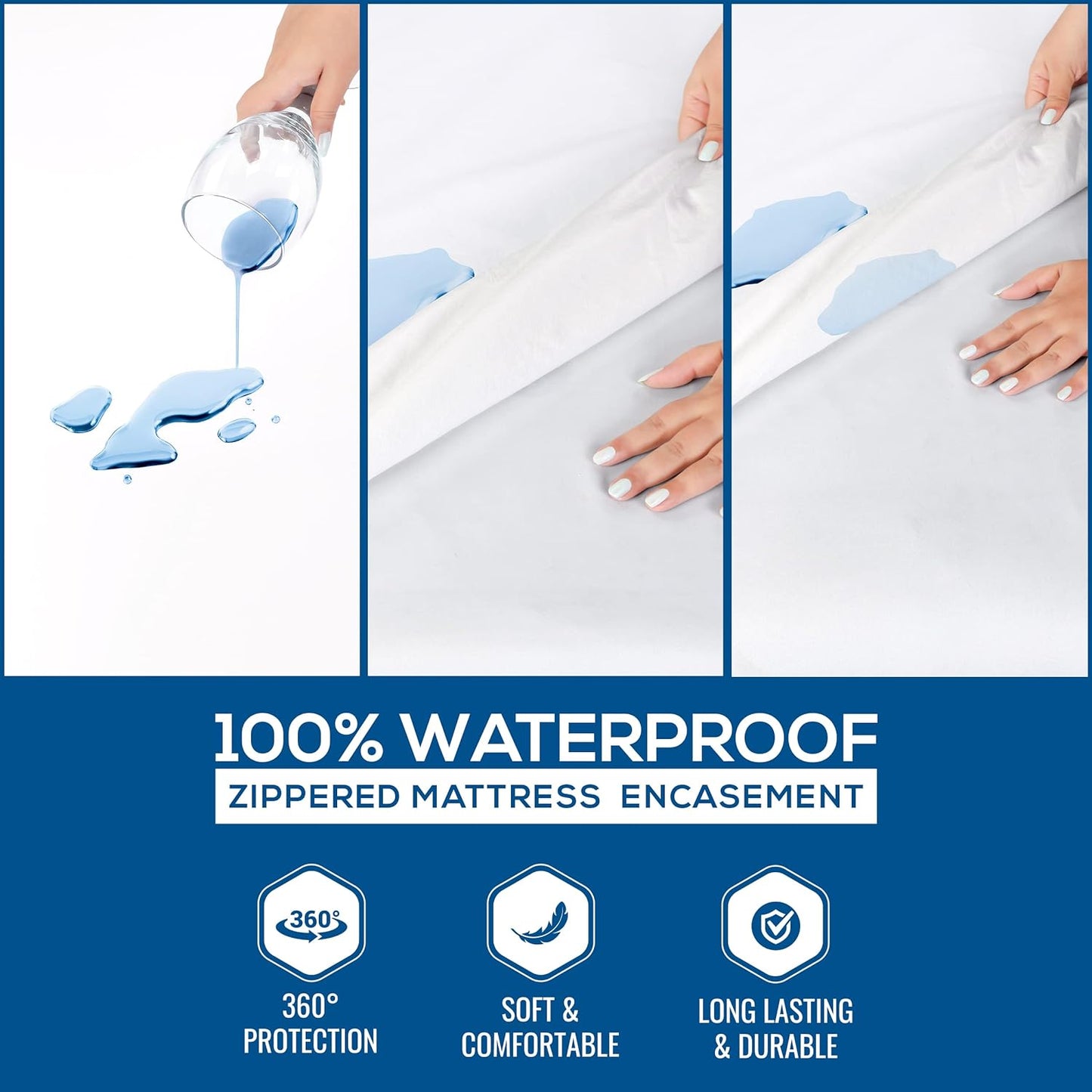 Pack of 10 Utopia Bedding Zippered Queen Mattress Encasements - 100% Waterproof, Bed Bug & Dust Mite Proof, Six-Sided Cover