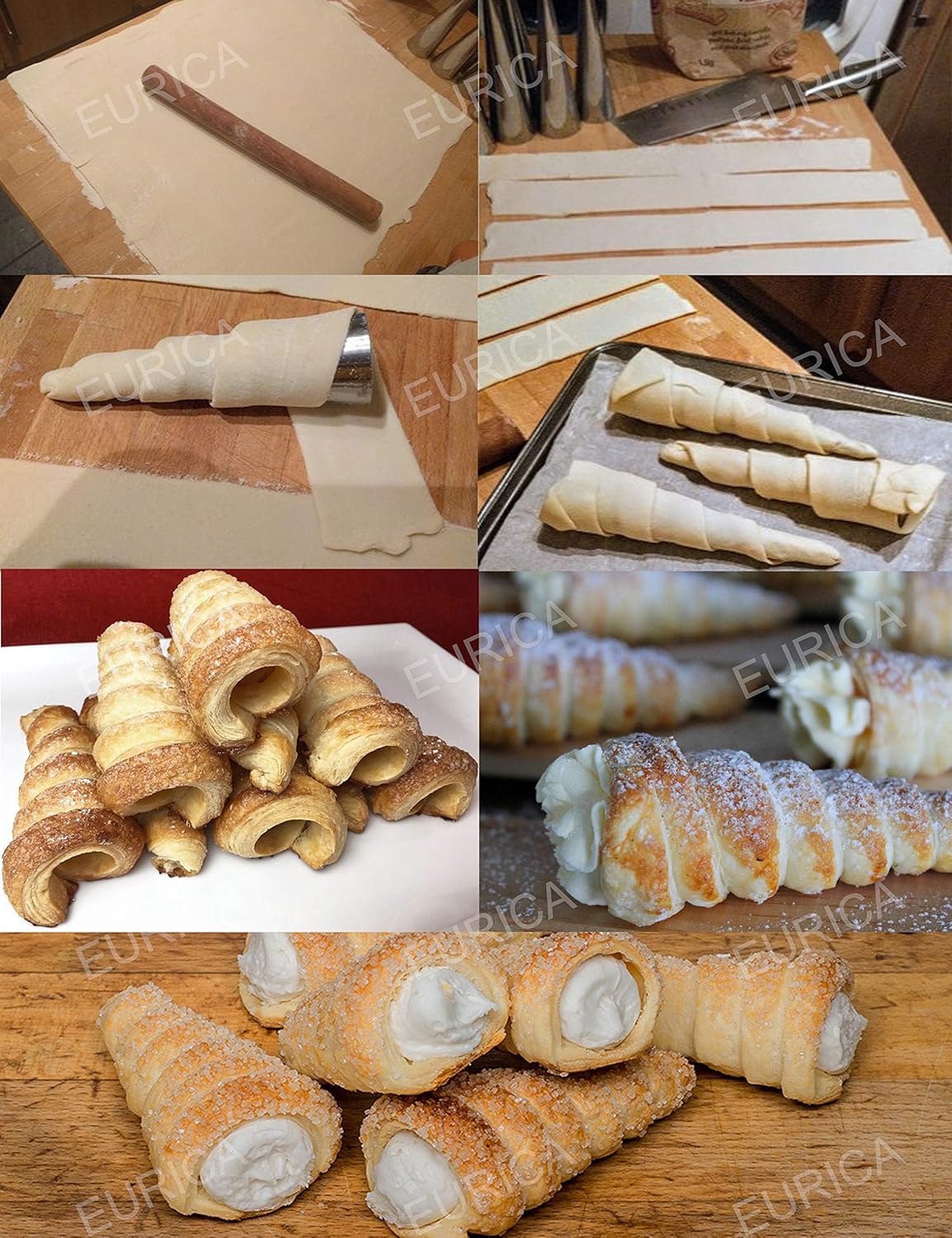 Pack of 16 Large 5-inch EUICAE Cream Horn Molds for Baking Cream Horns