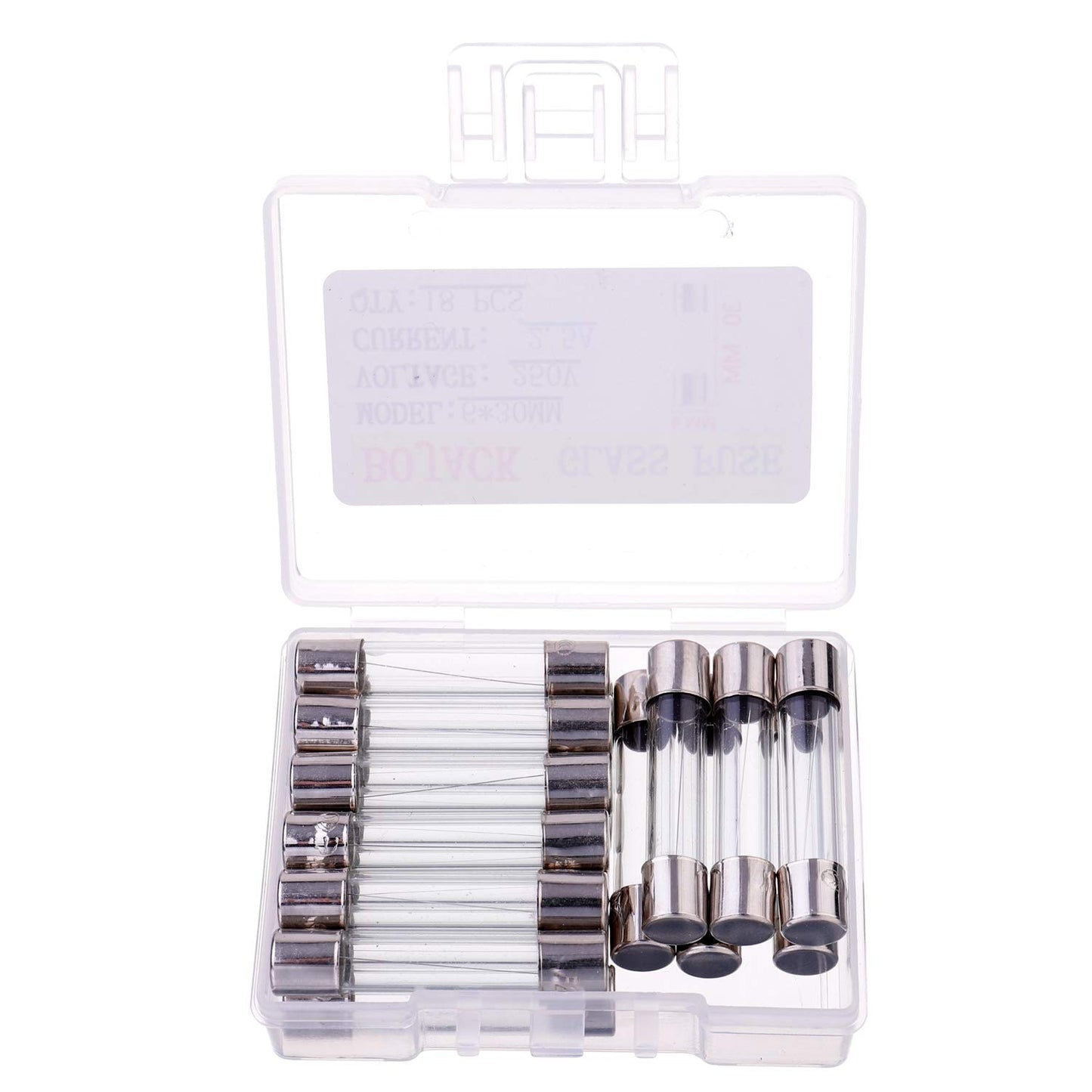 Pack of 18 BOJACK 6x30mm 1.5A 250V Fast-Blow Glass Fuses - 0.24x1.18 Inch Volt F1.5AL250V