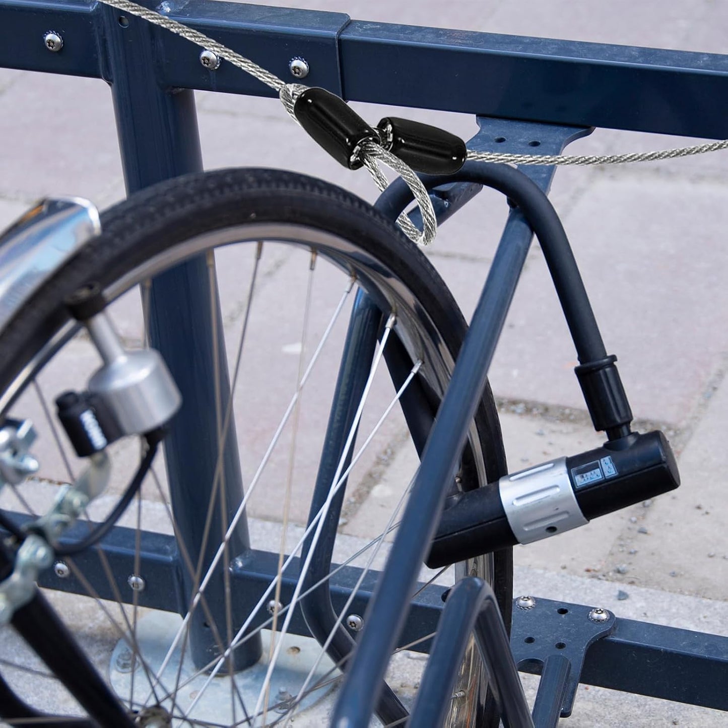 Pack of 2 MECCANIXITY Security Steel Cable Locks - 1.6ft Flexible Wire Rope Luggage Lock for Bike, Bicycle U-Lock Padlock - Orange Vinyl Coated Braided Steel with Double Loop - 2.5mm