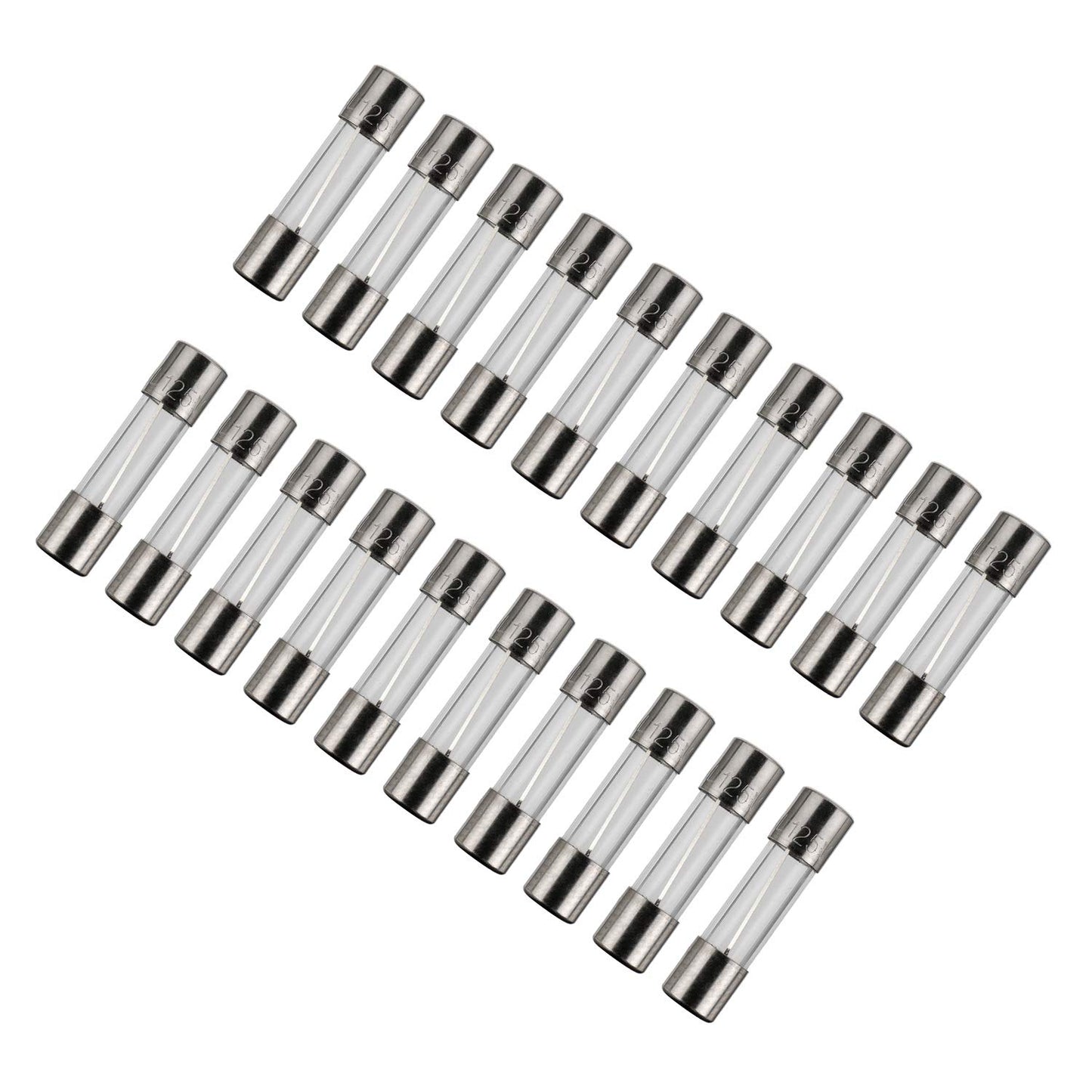 Pack of 20 BOJACK F8AL125V 5x20mm 8A 125V Fast-Blow Glass Fuses - 0.2x0.78 Inch Size
