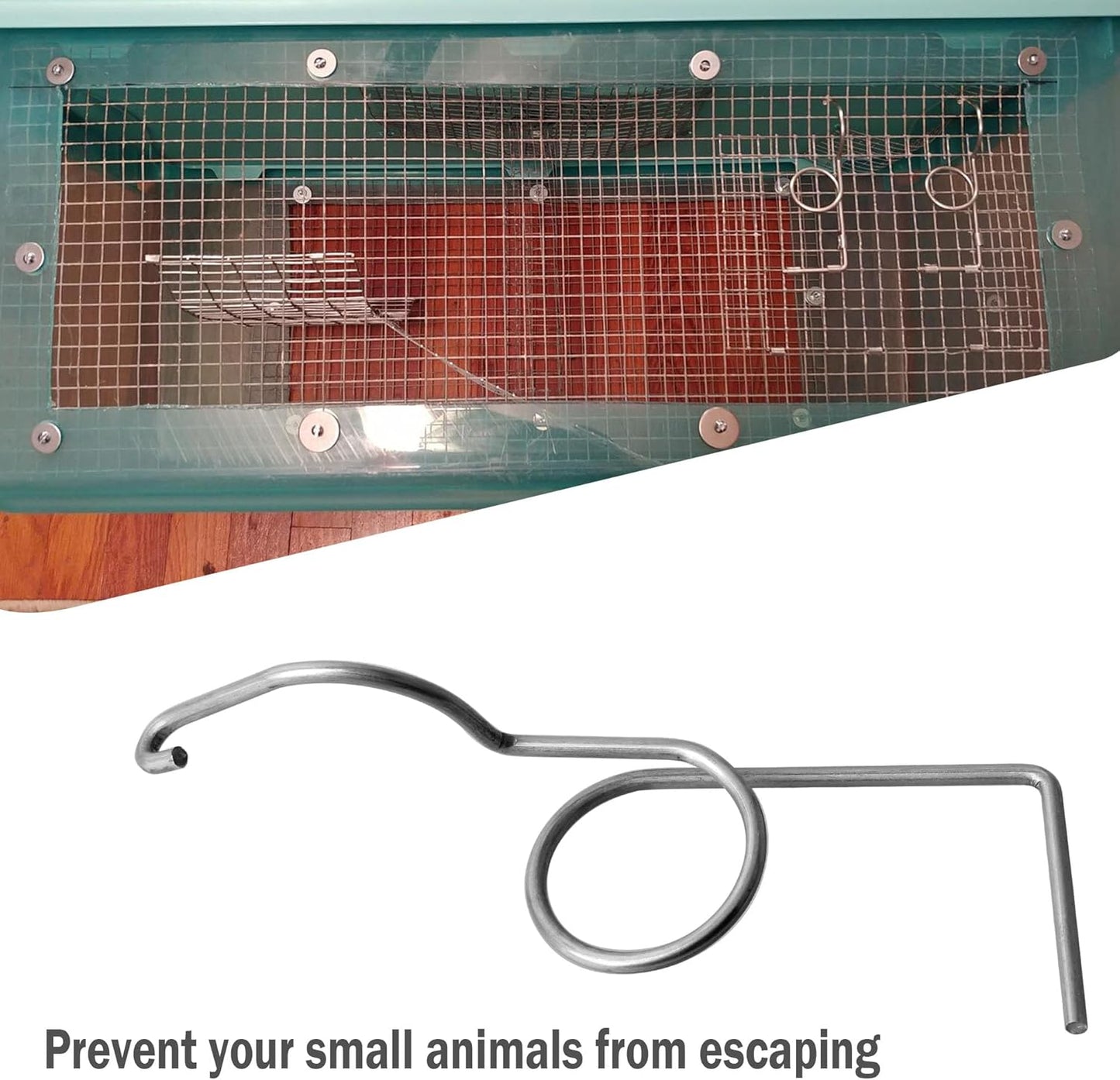 Pack of 25 HNF Stainless Steel Wire Cage Latches for Small Animal Cages - Right Door Hooks for Pet Wire Crates