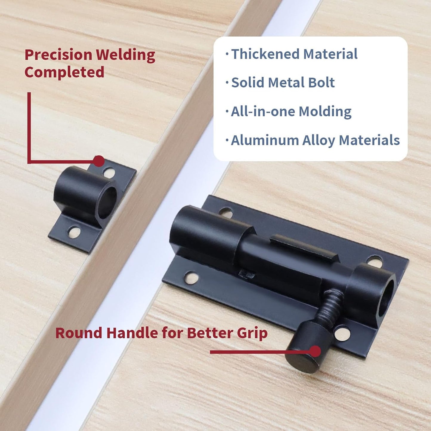 Pack of 4 Black Aluminum Alloy Barrel Bolt Locks - 2 Inch Door Latch Security Sliding Locks with Screws by MIRONEY