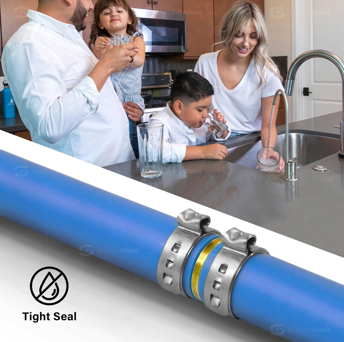 Pack of 50 Stainless Steel 1/2 Inch PEX Cinch Rings - Supply Giant Oetiker Style Pinch Clamps