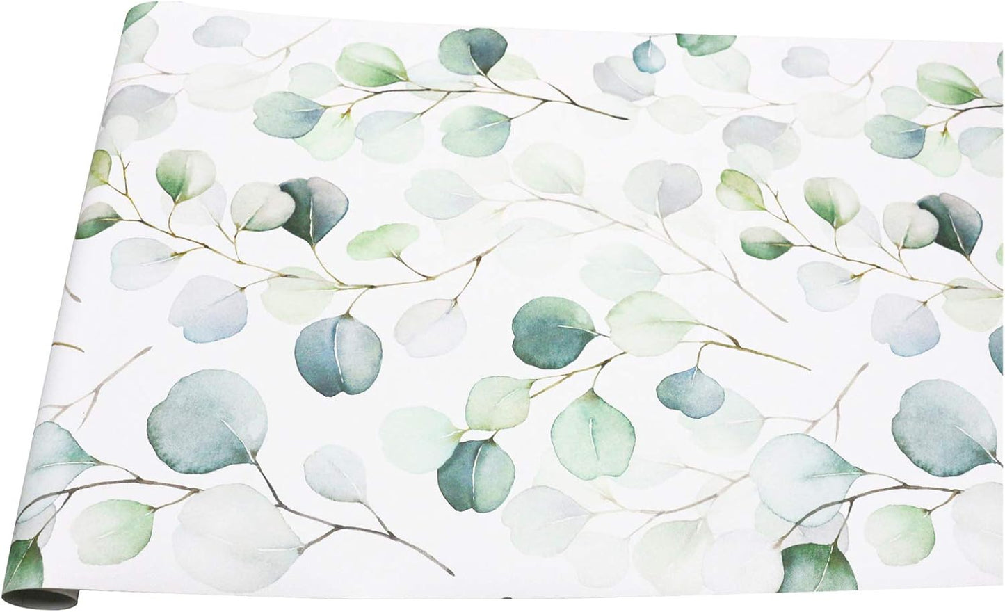 Peel and Stick Boho Eucalyptus Leaf Wallpaper for Home Nursery Decor - Green/White 17.7in x 9.8ft