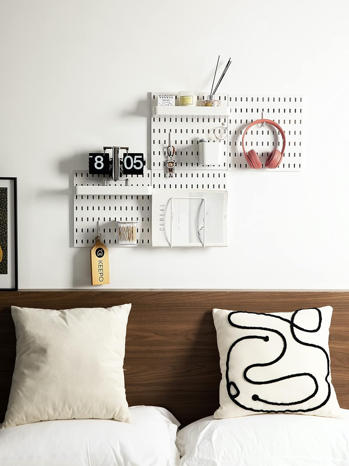 Peg Board Organizer Set with Hooks, Bins, and Accessories - 2 Bins with Lids