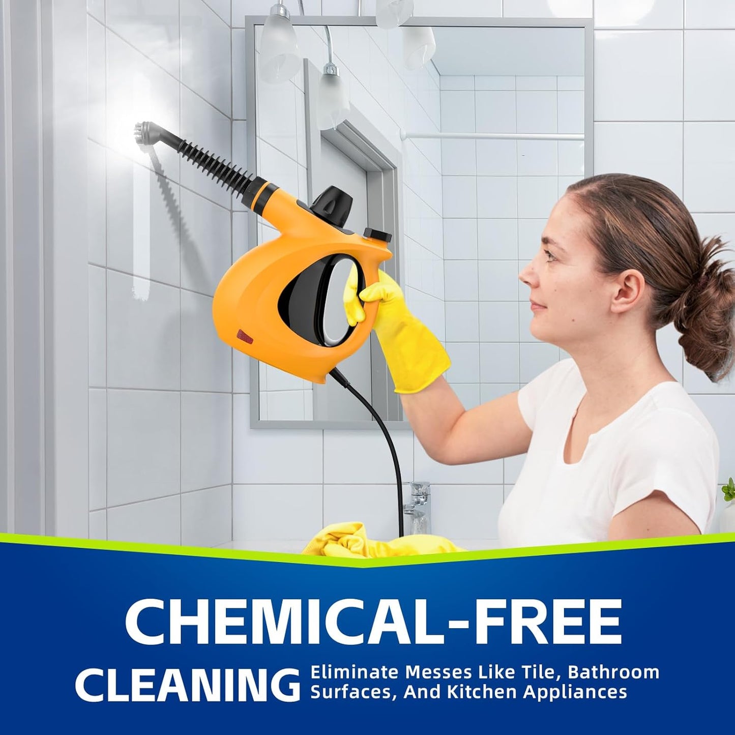 Penta Beauty Handheld Steam Cleaner with 11 Accessories - Chemical-Free Multi-Purpose Cleaner for Home Use on Floors, Tiles, Windows, Couches, and Grout