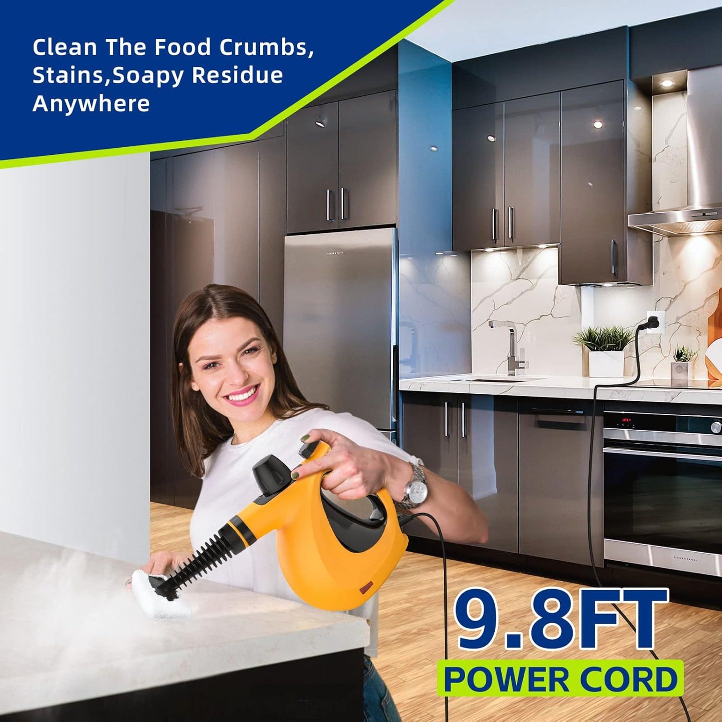 Penta Beauty Handheld Steam Cleaner with 11 Accessories - Chemical-Free Multi-Purpose Cleaner for Home Use on Floors, Tiles, Windows, Couches, and Grout